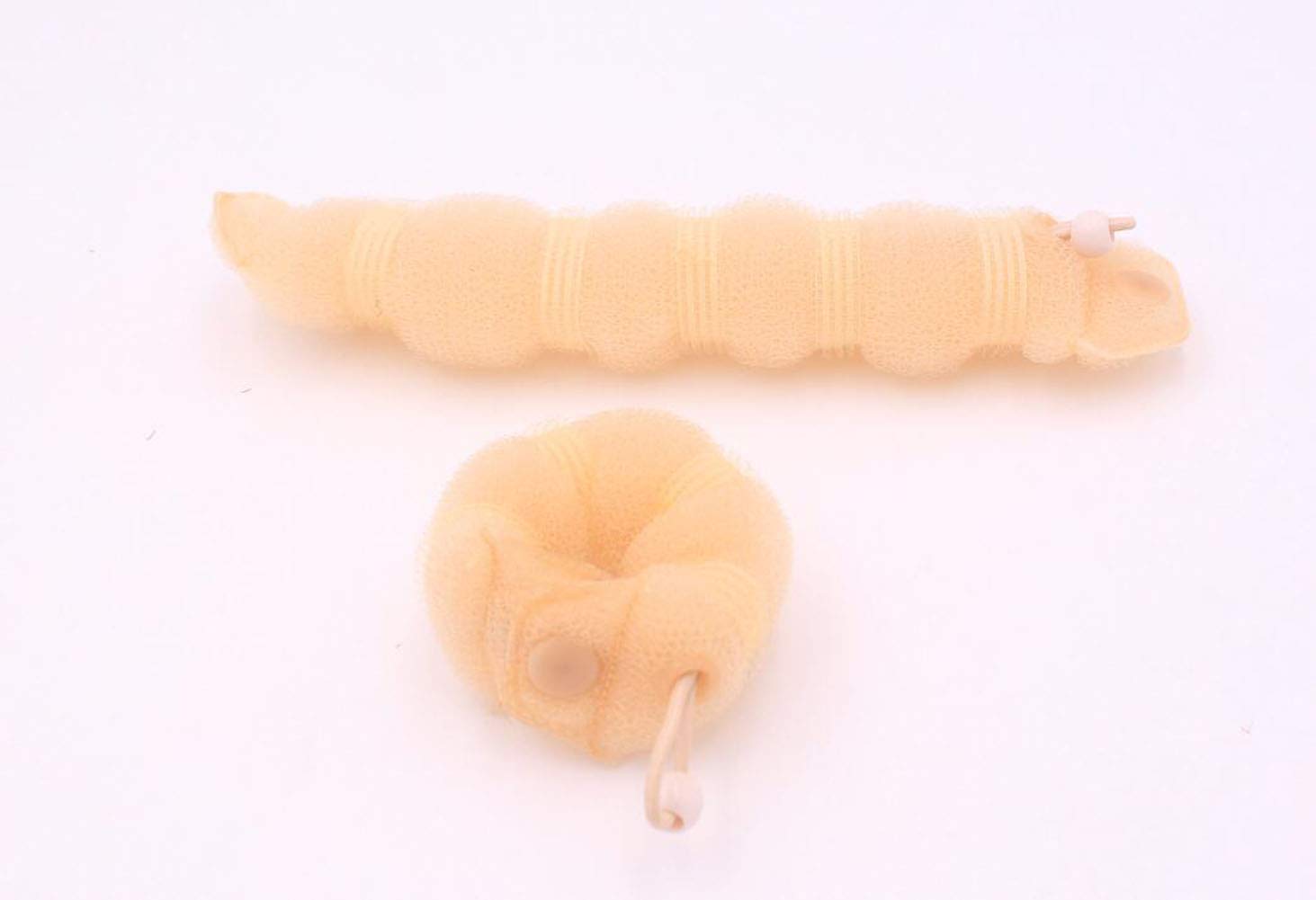 2-Pack Beige Magic Hair Donut Bun Maker Set for Women - Large & Small Hair Ring Styler, Updo Scrunchie, Chignon Hairpiece (Perfect for Parties, Weddings & Everyday Hairstyles)