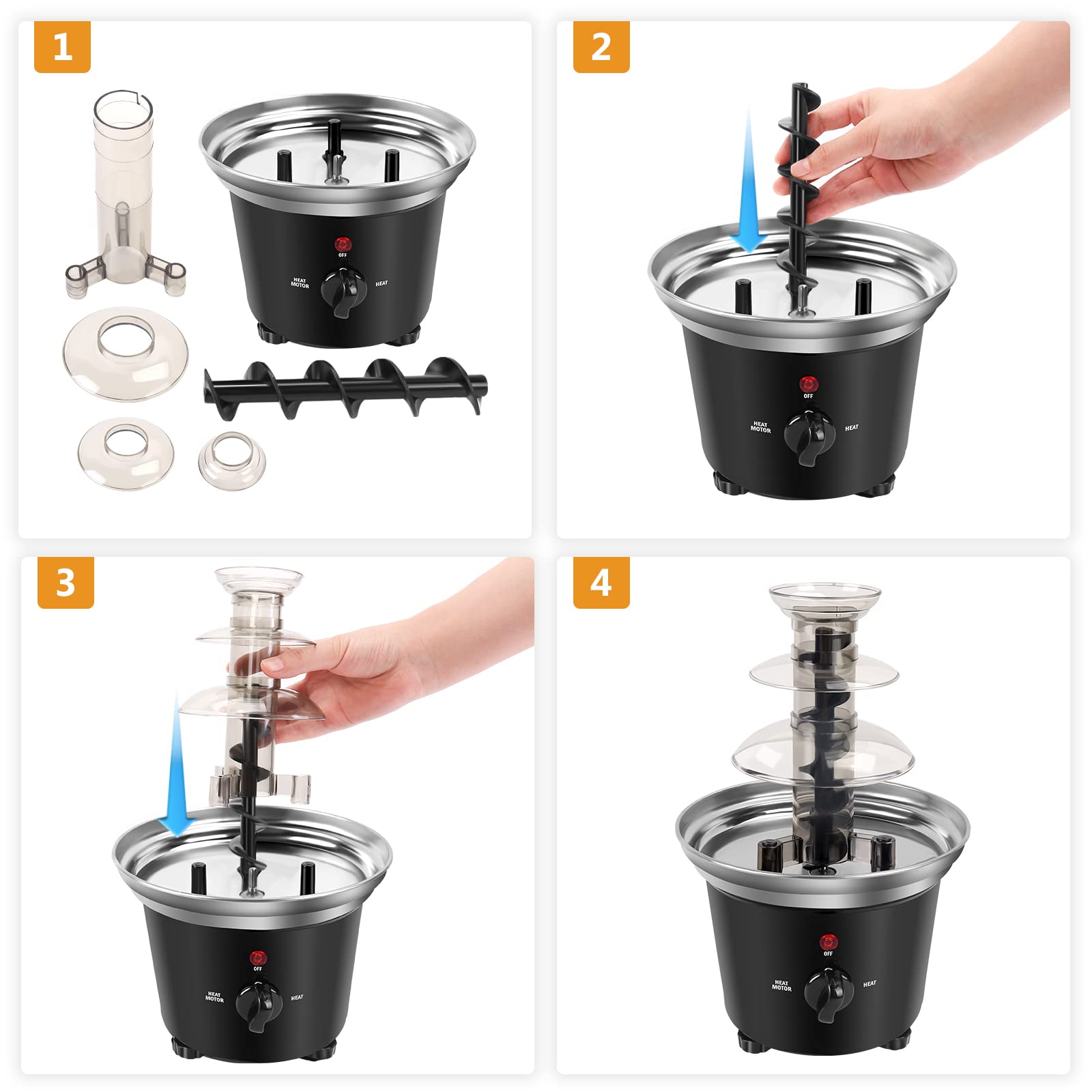 3-Tier Chocolate Fountain Machine - BPA-Free Plastic Melting Warmer for Chocolate & Cheese (1.2L Capacity) | Perfect for Weddings, Birthday Parties & Catering Events | Indoor & Outdoor Dessert Station Centerpiece