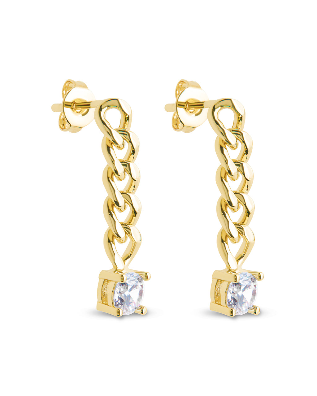 Phoebe CZ Chain Link Drop Stud Earrings for Women - Elegant Cubic Zirconia Dangle Earrings for Party, Wedding & Everyday Wear