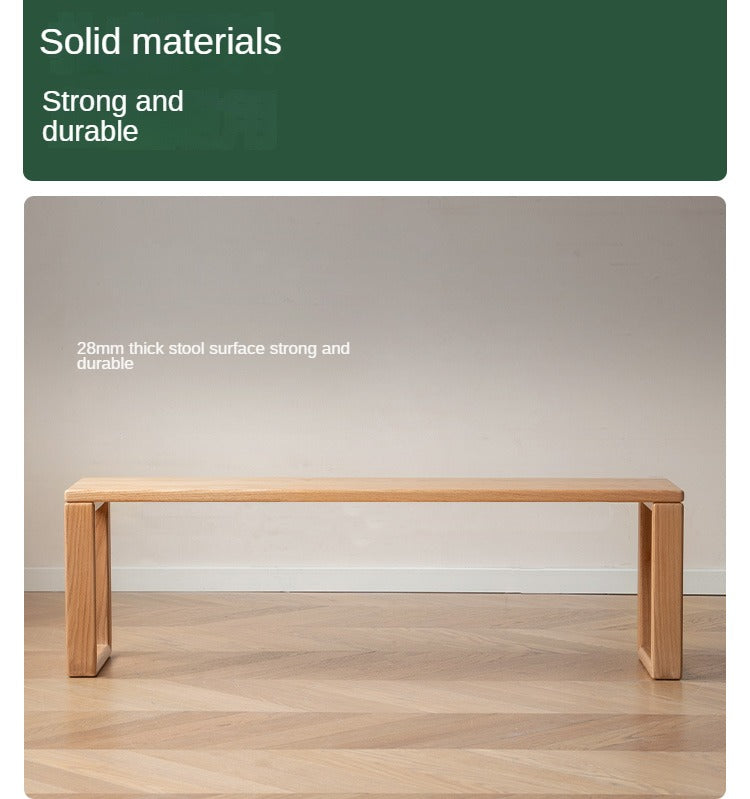 Oak Solid Wood Long Bed End Bench - Durable & Stylish Storage Bench for Bedroom, Living Room, or Entryway - Perfect for Extra Seating & Organization