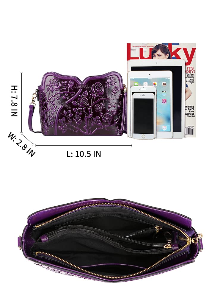 PIJUSHI Designer Leather Handbags for Women - Floral Crossbody Shoulder Bags & Clutch Purse - Perfect for Work, Date Night & Special Occasions