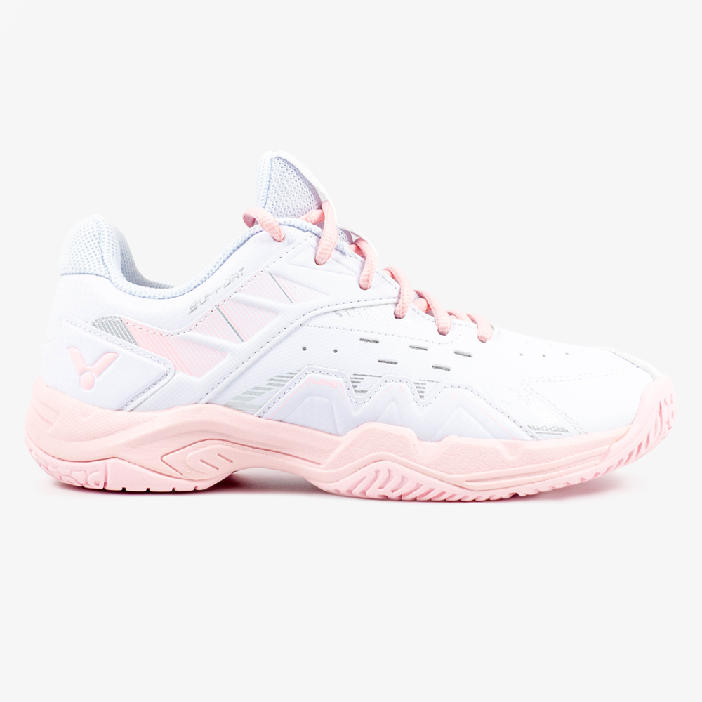 Victor P8500CLSF AI Wide Shoe for Women - Comfortable Athletic Sneakers in Bright White & Baby Pink | Perfect for Running, Walking & Gym Workouts