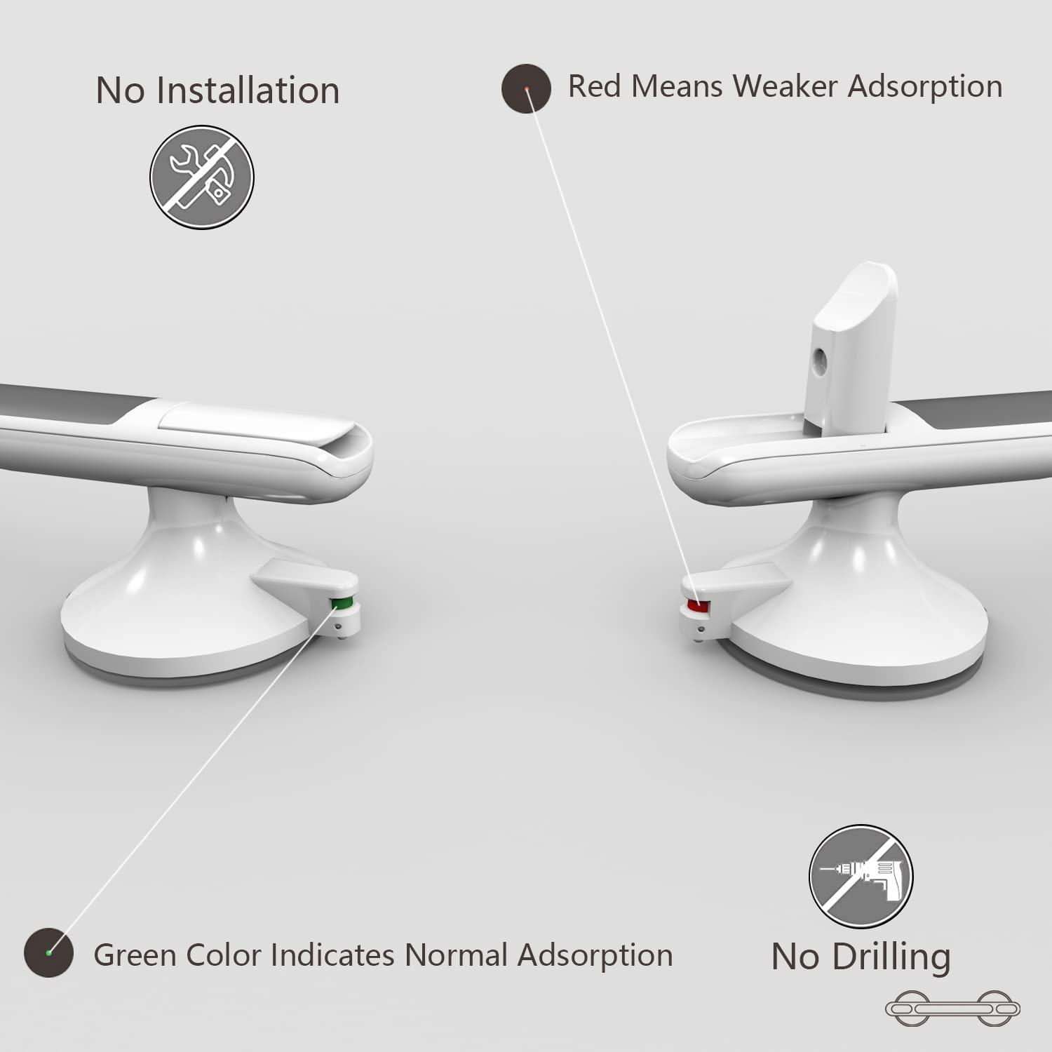 **Non-Slip Suction Shower Grab Bars for Elderly & Seniors - Bathtub Safety Handles with Strong Suction, No Drilling, Waterproof - Ideal for Bathroom, Shower & Wet Areas**