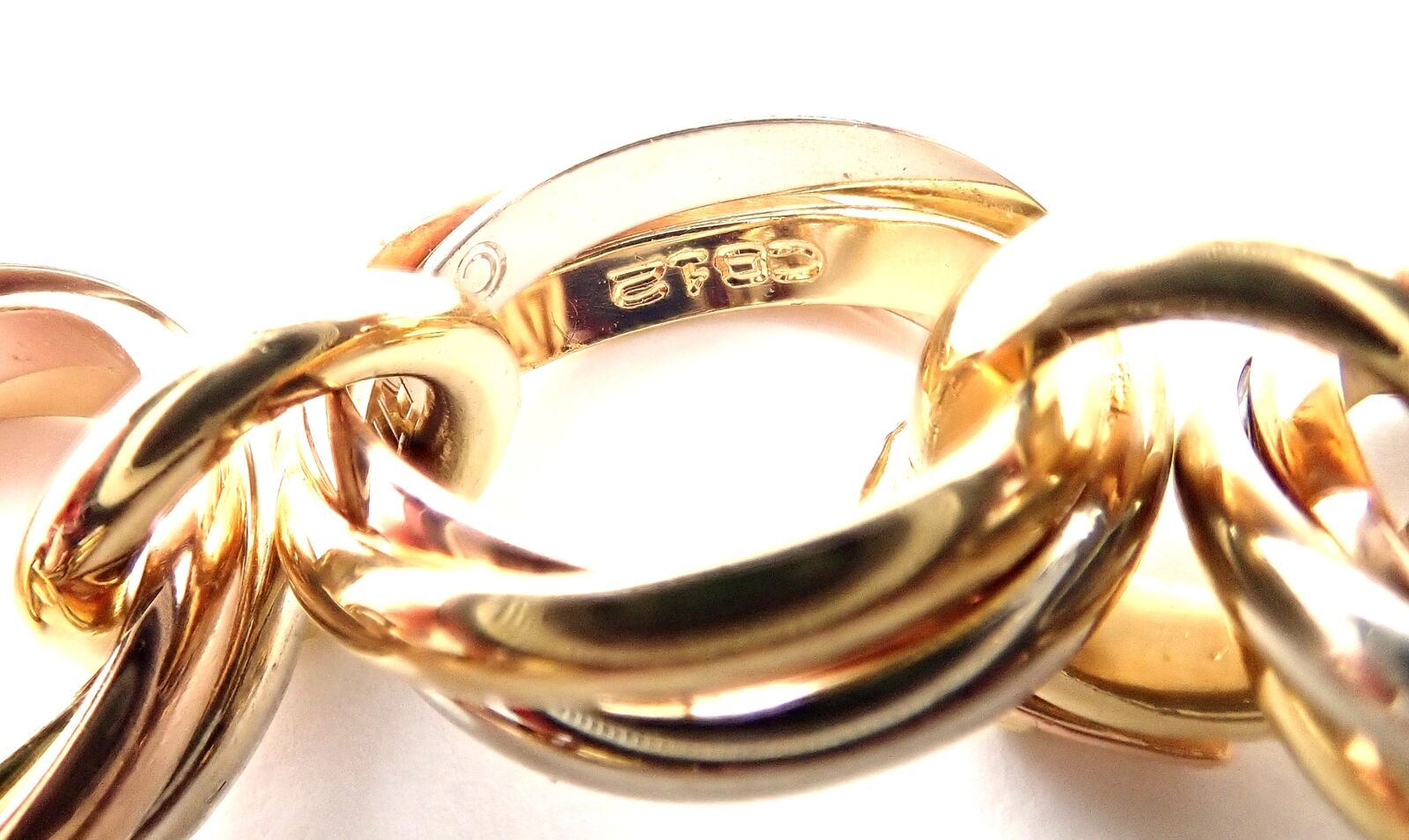 Authentic Cartier Trinity 18K Tri-Color Gold Round Wide Link Bracelet for Women - Luxury Jewelry Gift for Anniversary, Birthday & Special Occasions