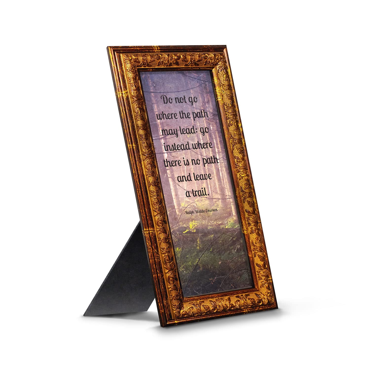 Motivational Wall Art with Emerson's Quote - Inspirational Office Decor & Graduation Gifts for Boys - Framed 'Do Not Go Where the Path May Lead' Print - Perfect for Home, Office & Dorm Room Decor (7454R)