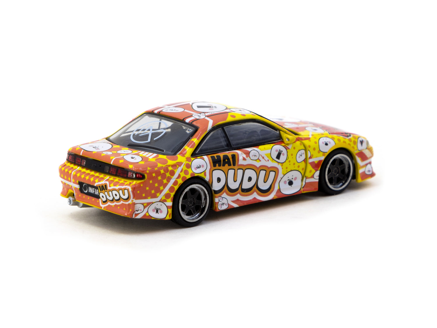 Tarmac Works 1/64 Scale VERTEX Nissan Silvia S14 Hai Dudu IMX Special Edition Diecast Model Car - Perfect for Collectors, Display, and Racing Scenes