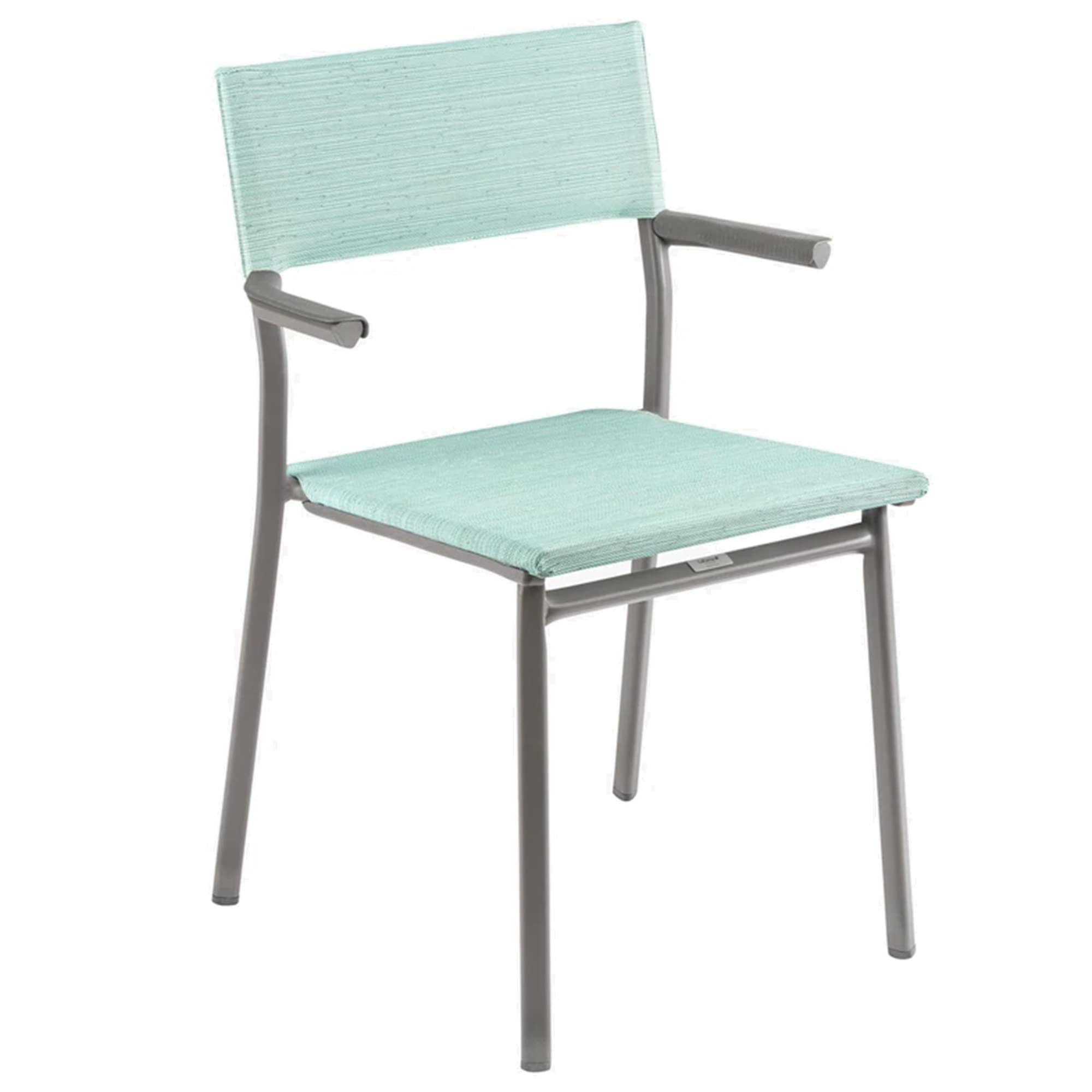 Lafuma ORON Outdoor Dining Armchair Set of 2 - Titanium Frame, Mistral Blue - Perfect for Patio, Garden, Poolside & Backyard Relaxation