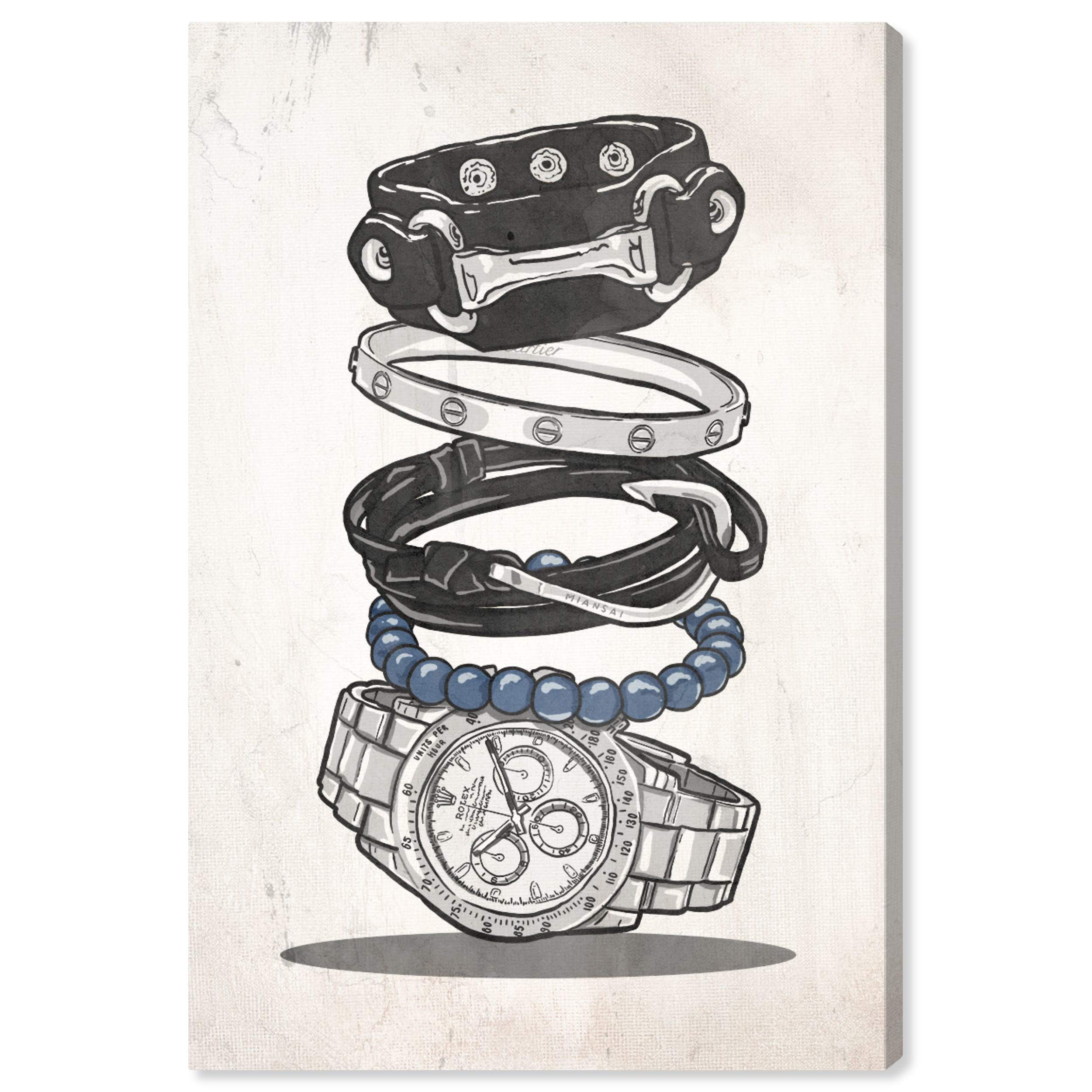 Oliver Gal Artist Co. 'Gentleman Arm Candy' Fashion Wall Art Canvas Print - 30x45 Inches Black & Gray Home Decor - Perfect for Living Room, Bedroom or Office Wall Decor