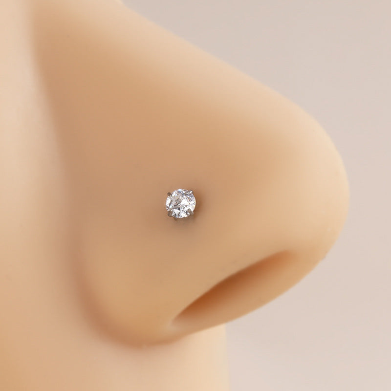 18K Silver Titanium Small Nose Ring Sparkly Nose Stud - Dainty & Hypoallergenic Nose Jewelry for Women | Perfect for Everyday Wear, Parties & Special Occasions | HSPJ532