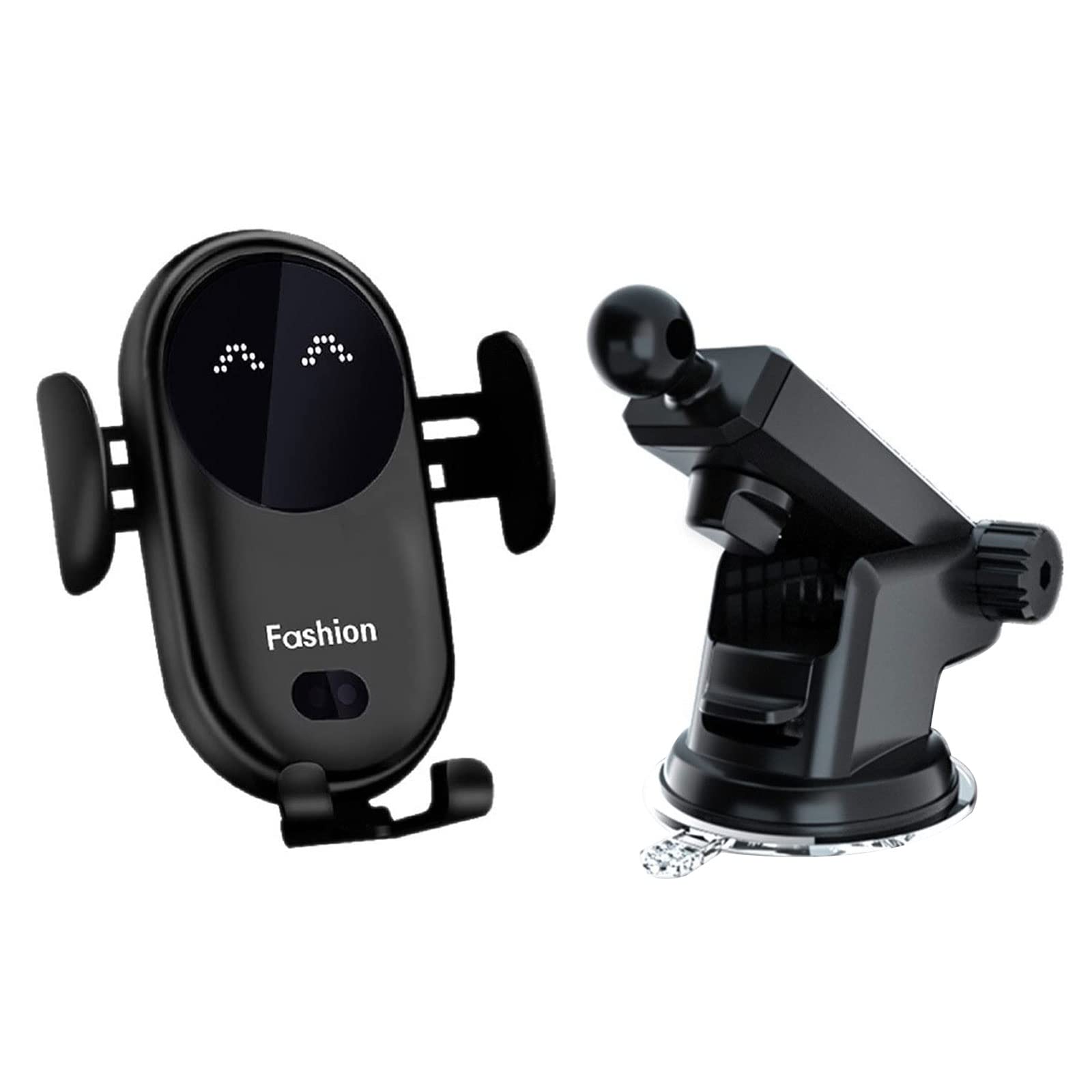 LYEAA Universal Wireless Car Charger with Suction Cup Mount - 10W Fast Charging, Infrared Sensor Auto-Clamping Phone Holder for iPhone & Android - Perfect for Commuting, Road Trips & Hands-Free Driving