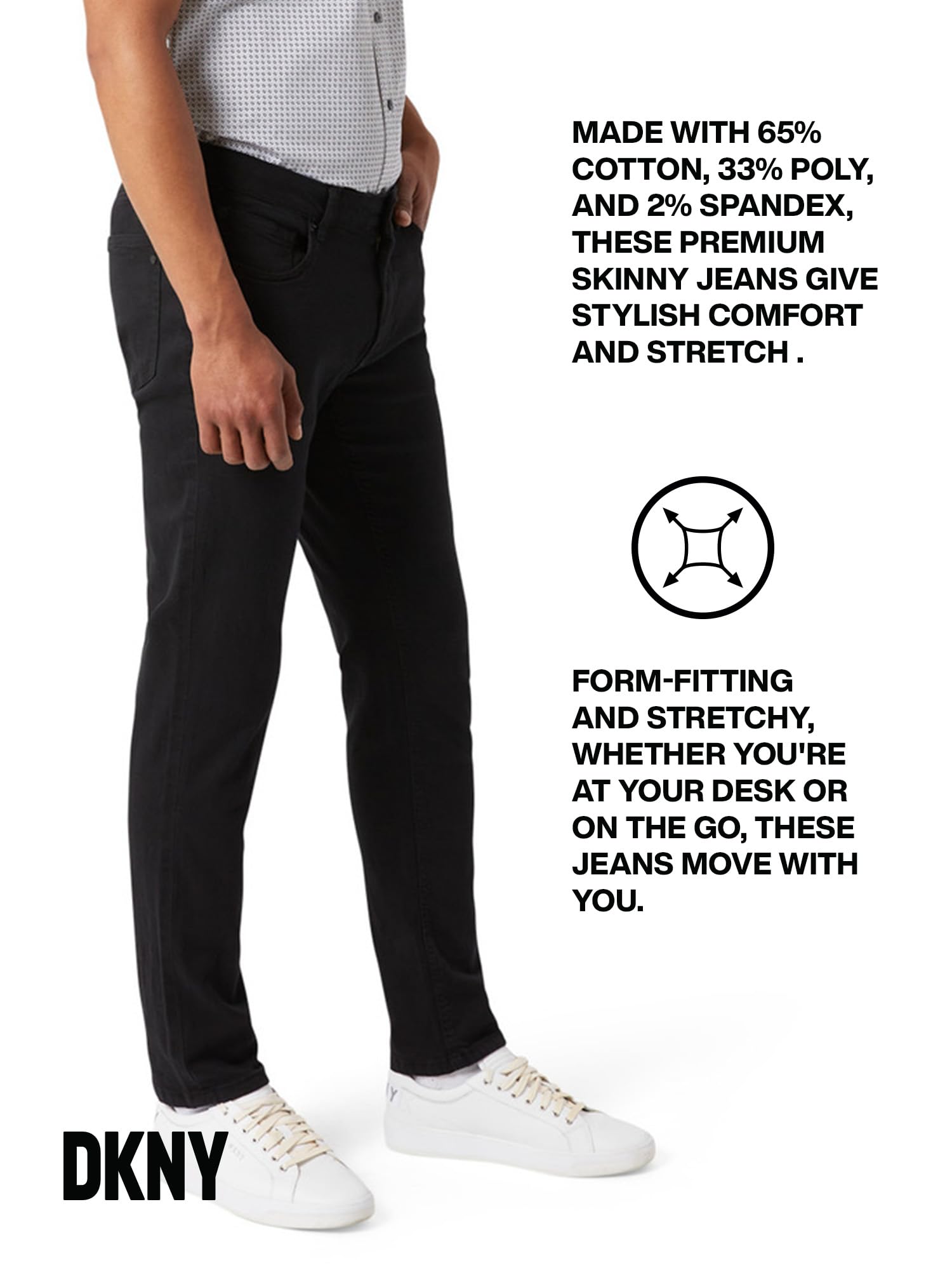 DKNY Men's Skinny Fit Stretch Jeans - Premium Soft Denim Pants for Slim Comfort | Perfect for Casual Wear, Office & Night Out