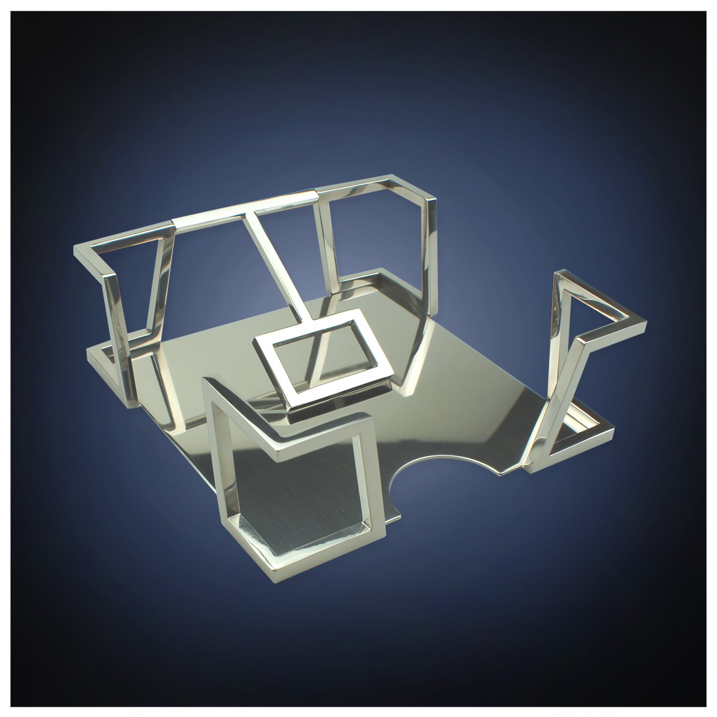 Stainless Steel Mirror Polish Modern Art Cocktail Napkin Holder - Patent Pending Design for Beverage & Crystal Ware - Perfect for Christmas, Thanksgiving Gifts & Party Table Decor (Model: mr115)