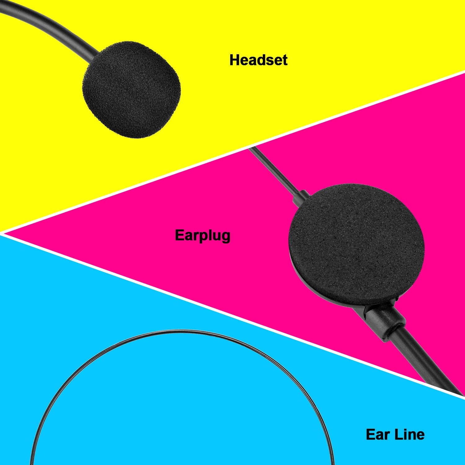 3-Piece Toy Microphone Headset Costume Set - Black Plastic Rock Star Microphone & Headpiece for Kids Dress Up, Karaoke Party, Halloween Costumes & Stage Performances