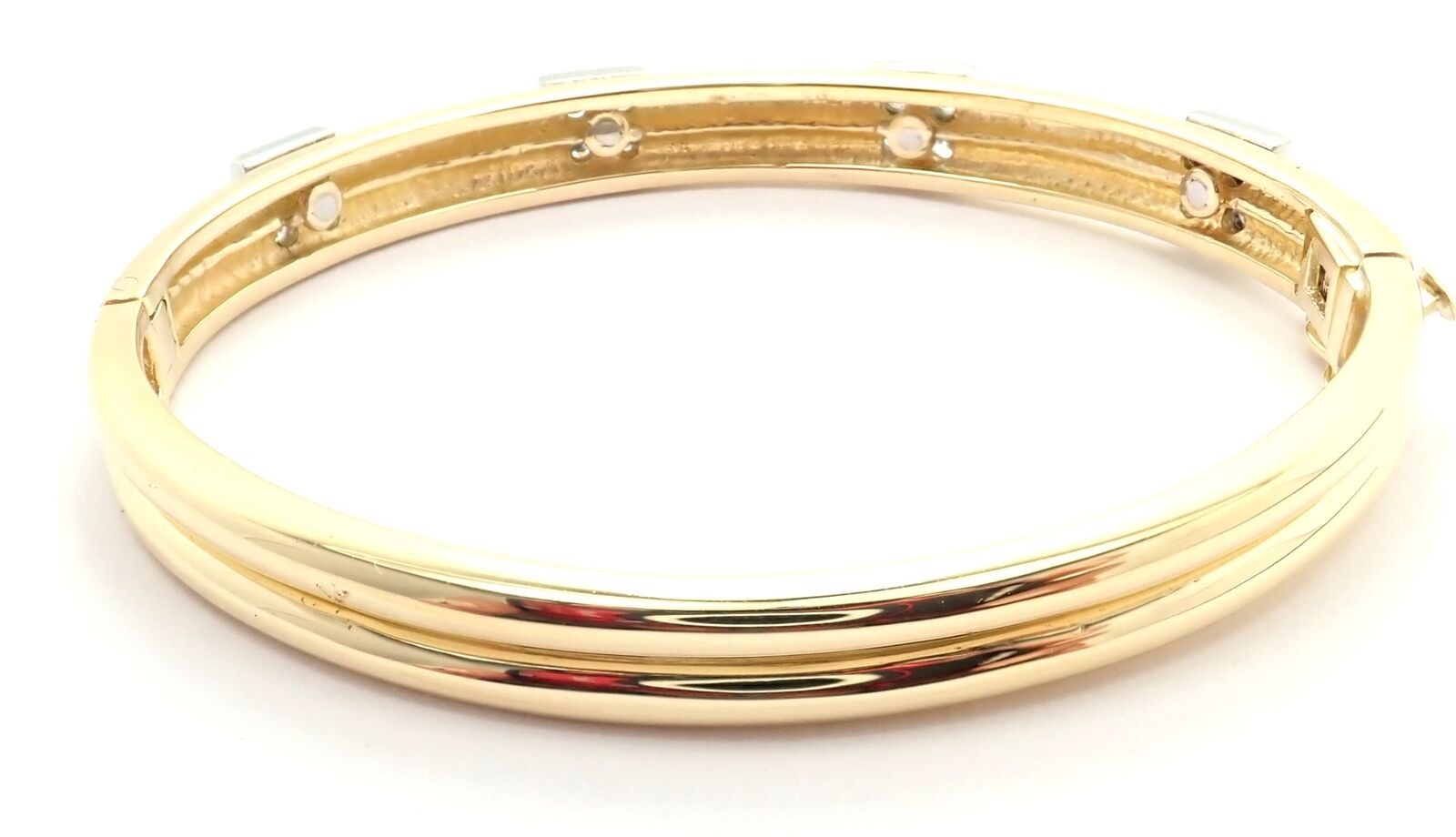 Vintage Authentic Tiffany & Co 18K Yellow Gold Diamond Bangle Bracelet - Luxury Jewelry Gift for Women, Anniversary & Special Occasions