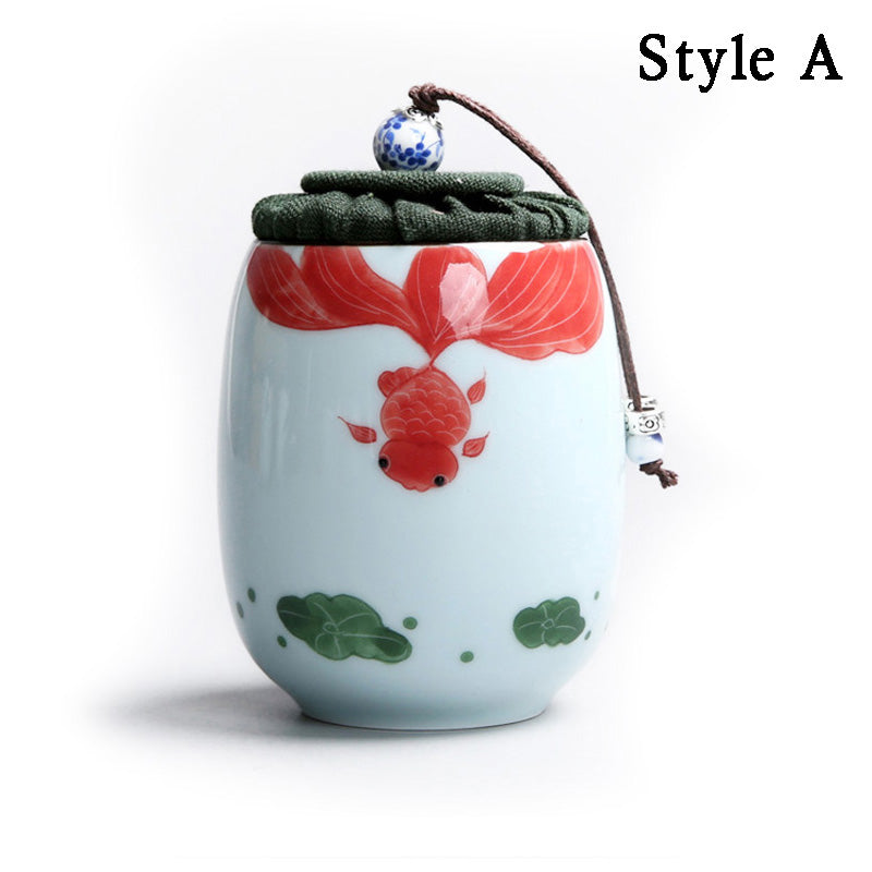 Premium Japanese Porcelain Lotus Tea Caddy - Handcrafted Ceramic Tea Storage Container for Loose Leaf Tea - Perfect for Tea Ceremonies, Home Decor & Gift Giving