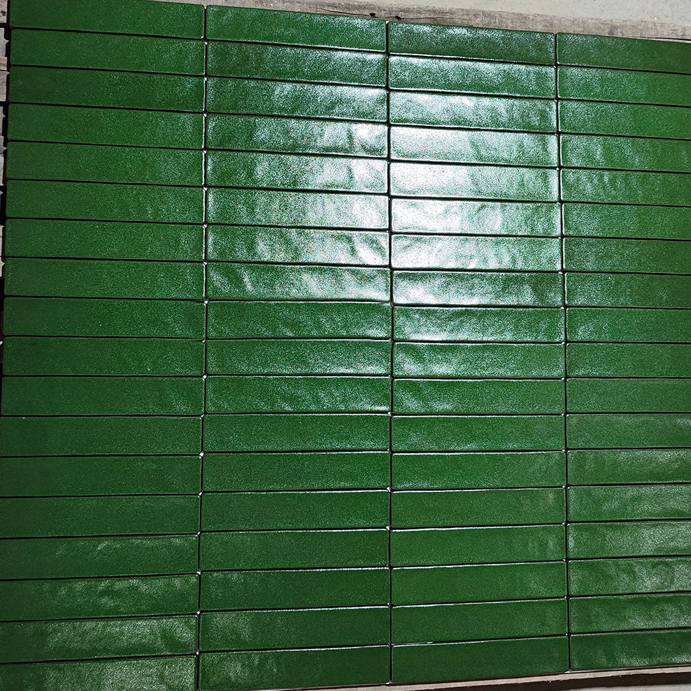 Handmade Mykonos Hunter Green 50X250 Zellige Matte Subway Tile - Perfect for Kitchen Backsplash, Bathroom Walls & Mediterranean Style Home Decor