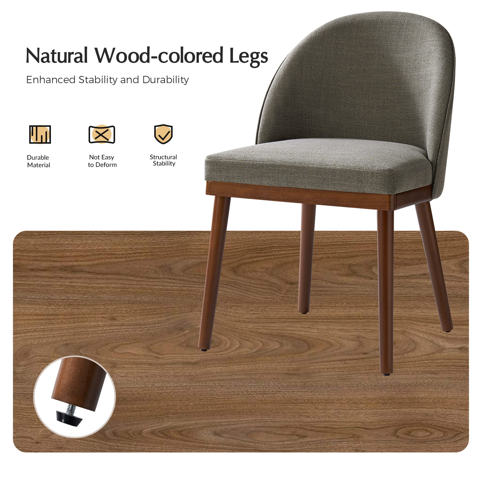 Serta Upholstered Dining Chairs with Solid Wood Legs - Comfortable Modern Kitchen & Dining Room Seating (Set of 2/4/6) for Home, Restaurant, or Office Use