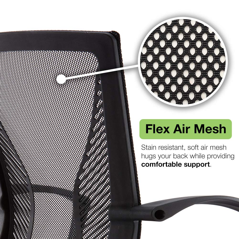 Zuna Mid-Back Office Task Chair - Ergonomic Mesh Back Support Desk Chair with Lumbar Support, White/Blue - Perfect for Home Office and Workspace