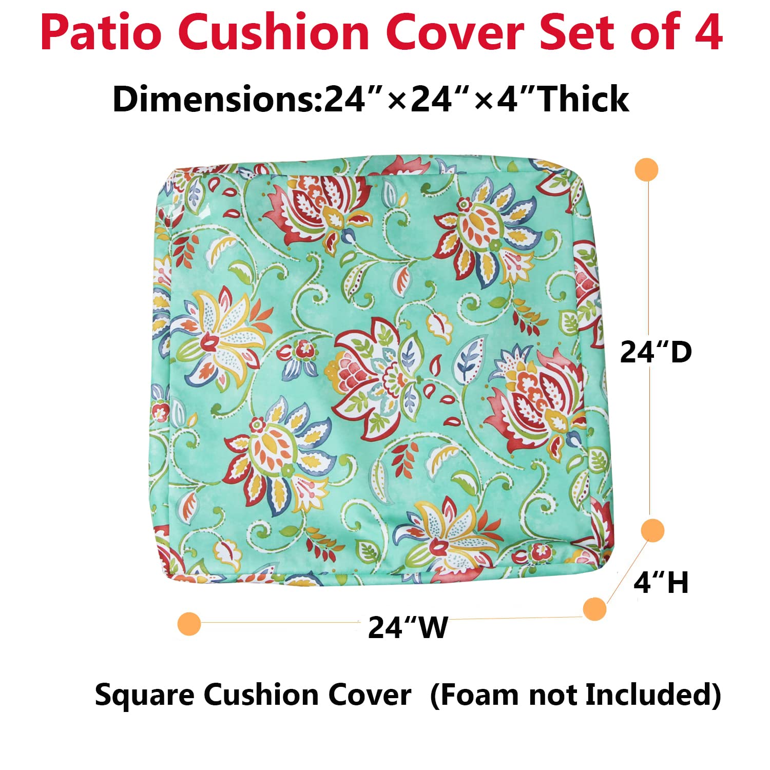 **EHouseHome Washable UV Resistant Waterproof Patio Chair Cushion Covers - 24