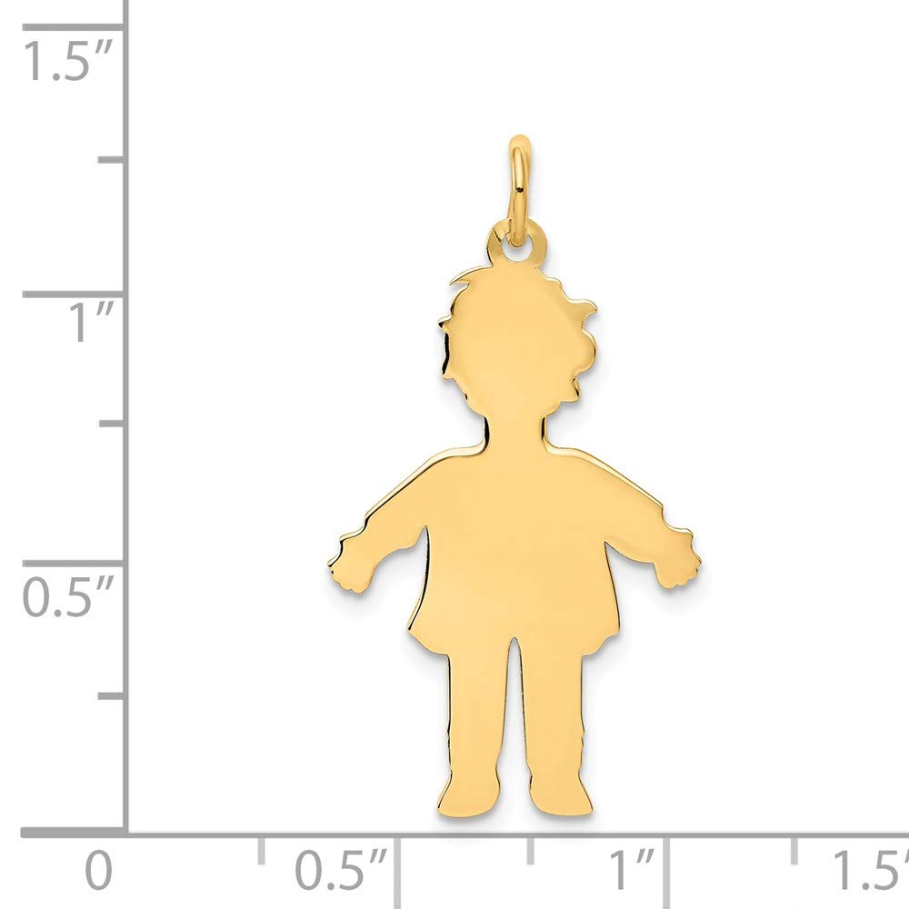 14K Yellow Gold Plain Polished Large Boy Charm Pendant - Elegant Jewelry Gift for Boys, Kids & Teens - Perfect for Birthdays, Christenings & Special Occasions