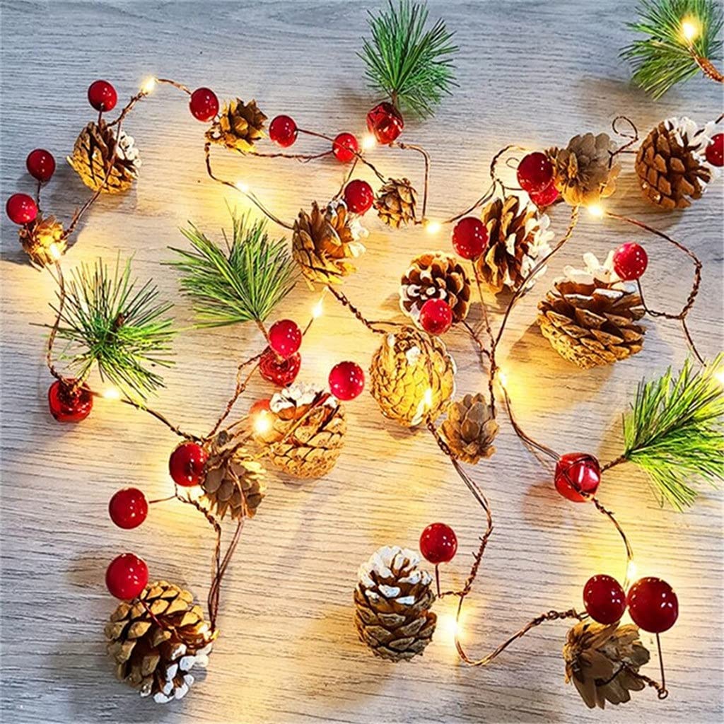 20 LED Copper Wire Pine Cone String Lights - 2M Fairy Lights for Christmas Tree Decorations, Home Holiday Decor, Party & Wedding Lighting (Warm White) | Indoor & Outdoor Use for Festive Ambiance