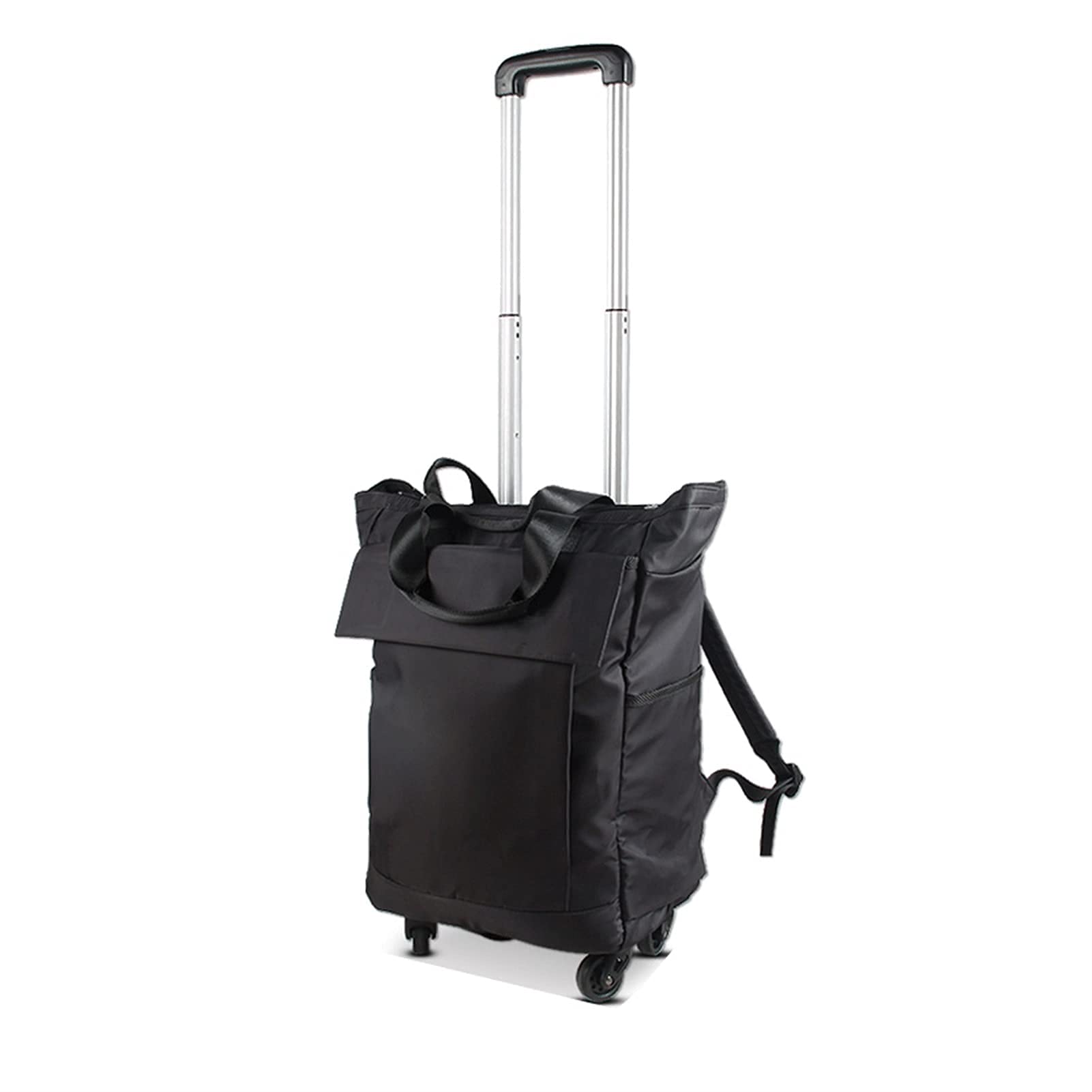 Collapsible Folding Wagon Cart with Large Capacity Waterproof Bag - Heavy Duty Utility Cart with Universal Wheels for Shopping, Beach, Picnic & Travel (Black)