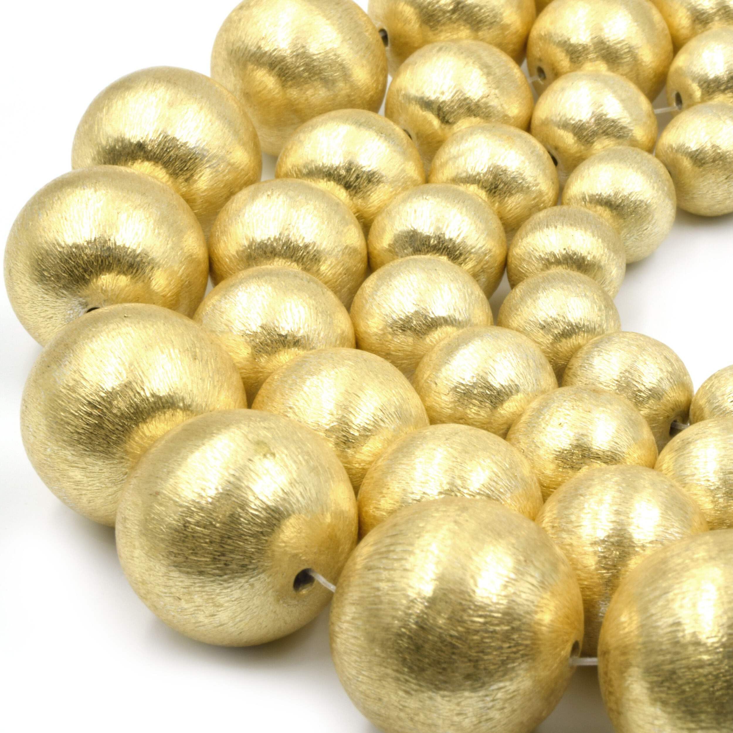8mm Gold Brushed Copper Beads - Round Metal Beads for Jewelry Making, DIY Crafts, Bracelets & Necklaces - Perfect for Handmade Accessories and Gift Making