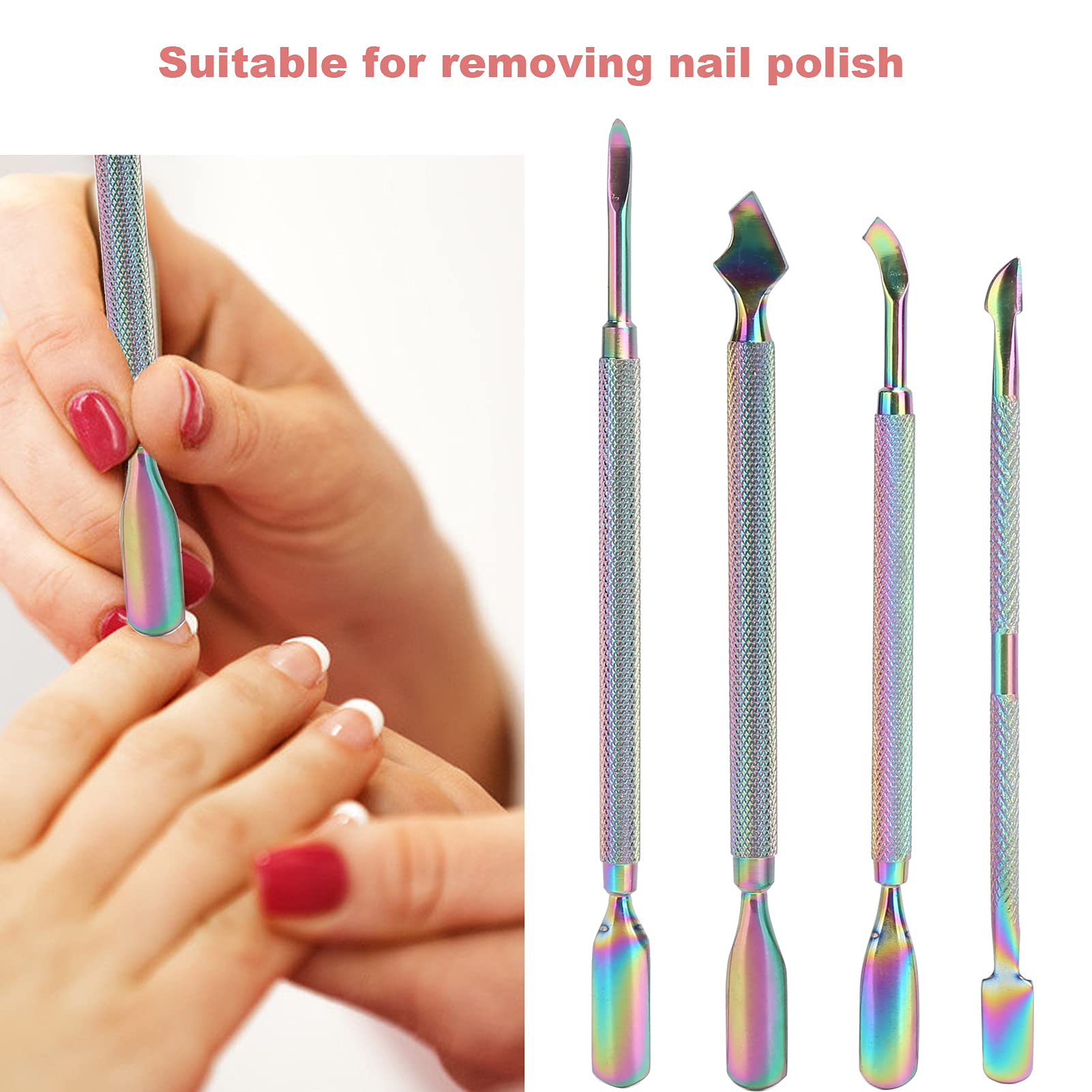Professional Stainless Steel Cuticle Pusher for Nail Care - Portable Manicure Tool for Salon & Home Use - Perfect for Nail Prep, Cuticle Trimming & DIY Manicures