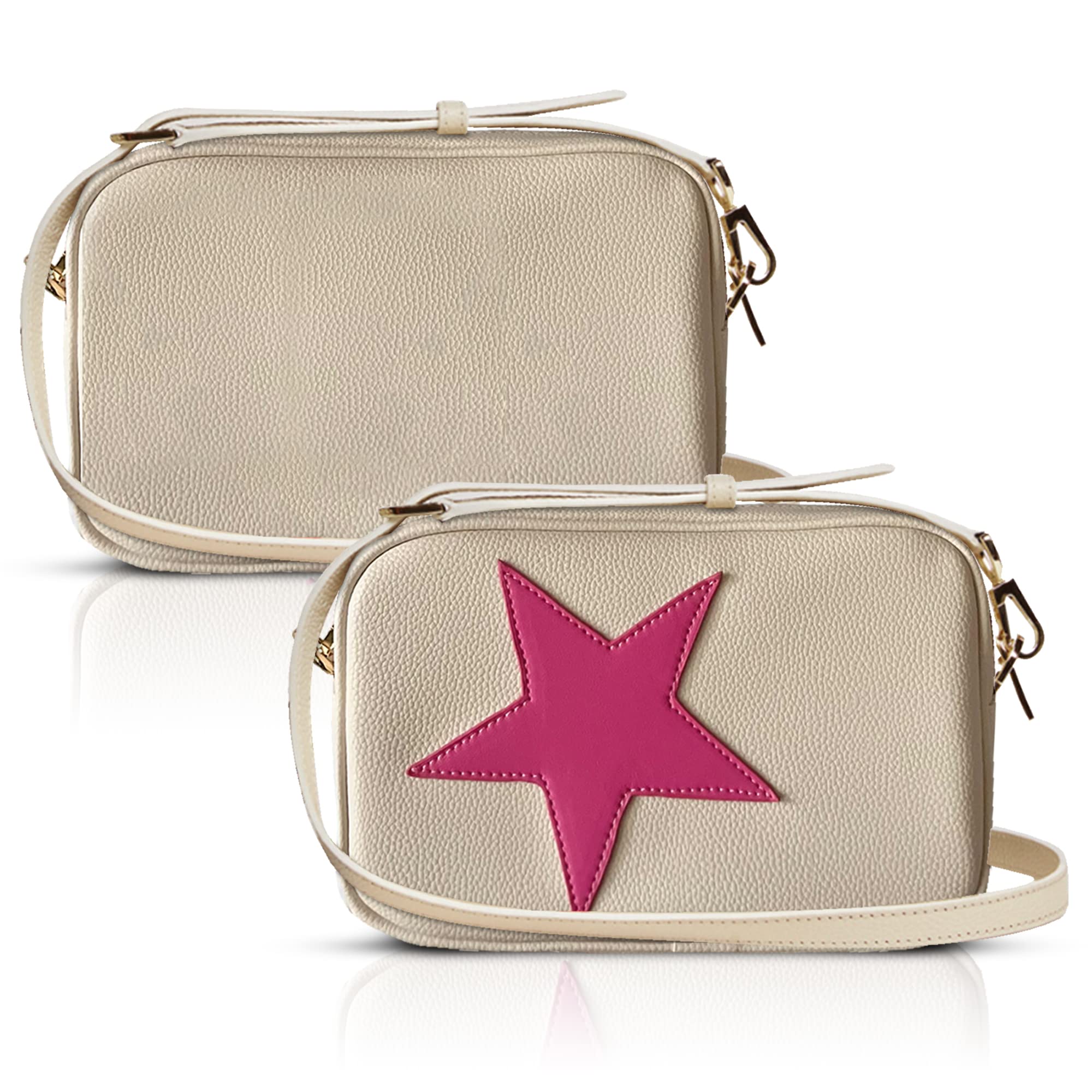 Trendy Pink Star Print Crossbody Bag for Teen Girls - Stylish & Lightweight Purse for School, Shopping & Casual Outings