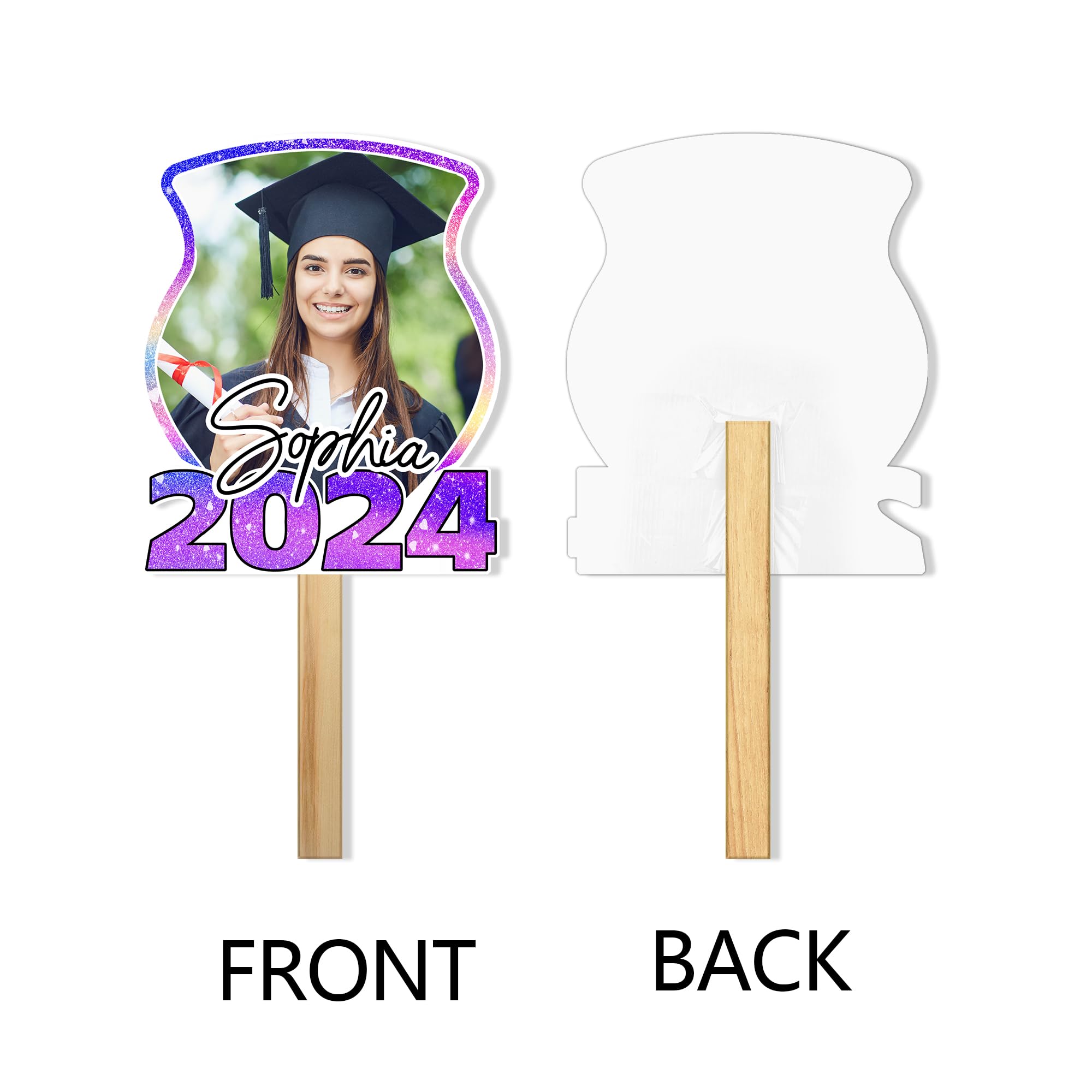 Custom Graduation Fan Gifts with Photo - Personalized Cardboard Cutouts for 2024 Graduates | Big Head on Stick for Him & Her | Perfect for Graduation Parties, Decorations & Celebrations