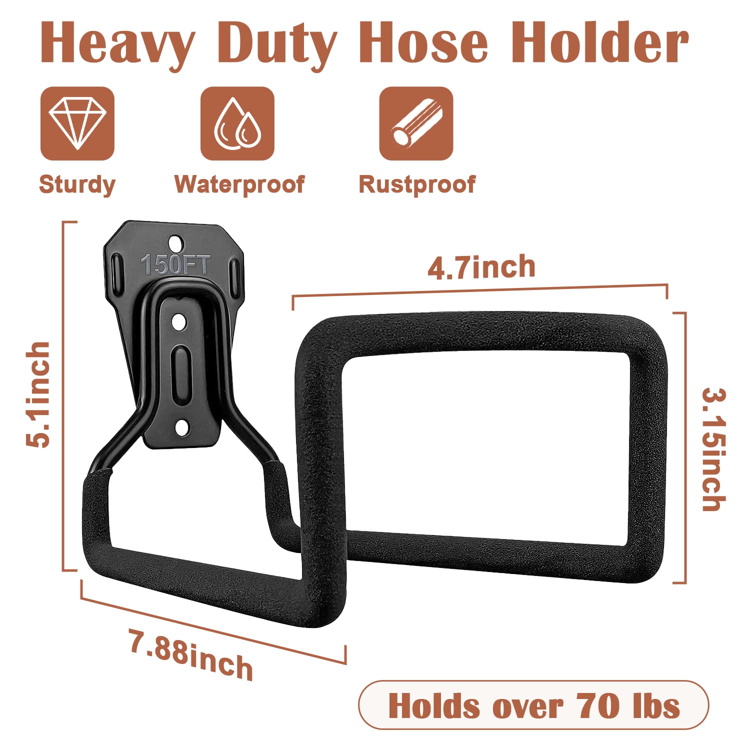 2Pcs Heavy Duty Metal Garden Hose Holders - Freestanding & Wall Mount Outdoor Water Hose Storage Rack for Yard, Lawn, and Garage (2 Pack) - Perfect for Organizing Garden Tools and Keeping Hoses Tangle-Free