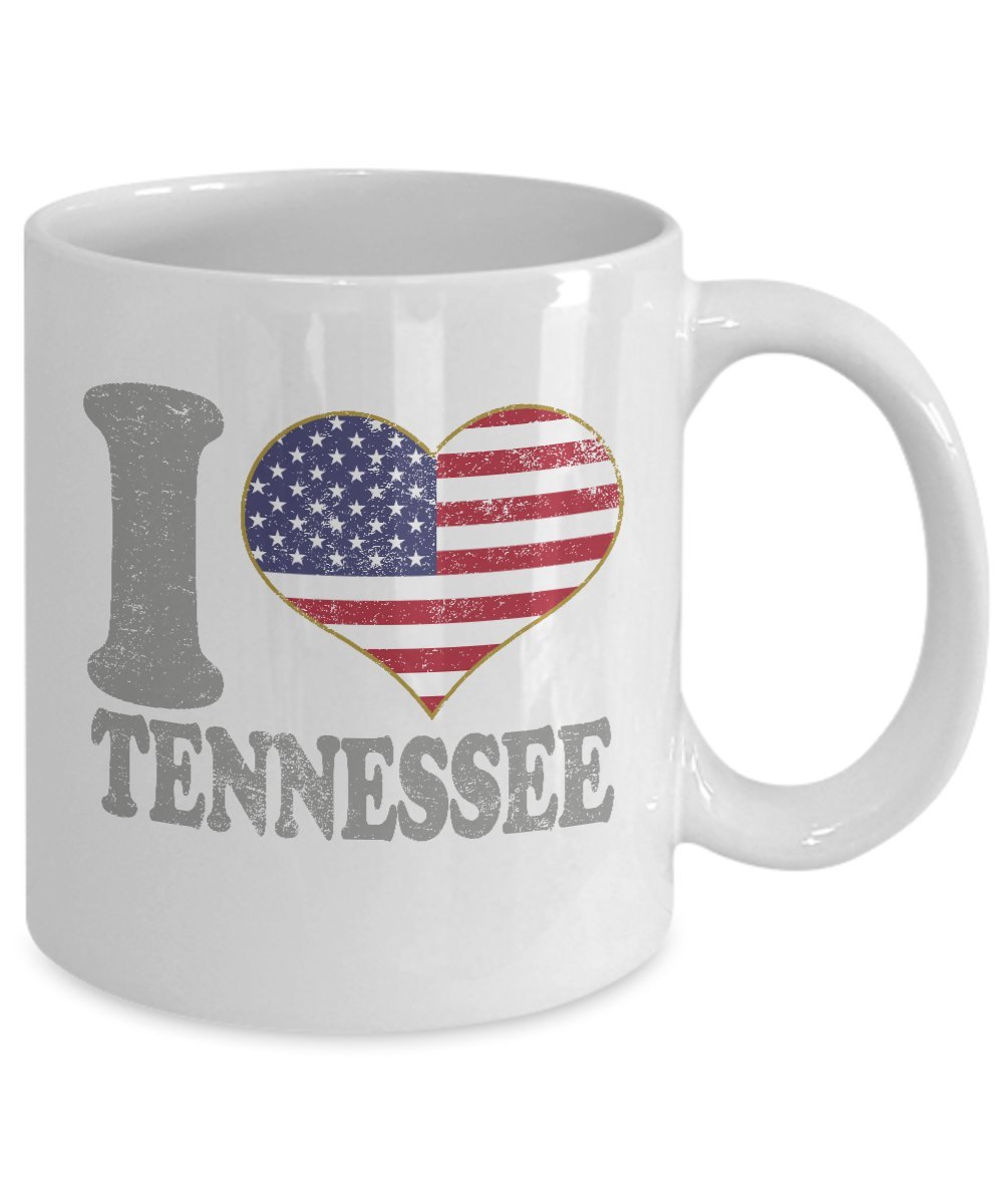 Tennessee White Coffee Mug 11oz - USA Flag Design Ceramic Cup for Home, Office, Travel Souvenir & Christmas Gift - Perfect for Coffee, Tea, Hot Chocolate & Holiday Decor