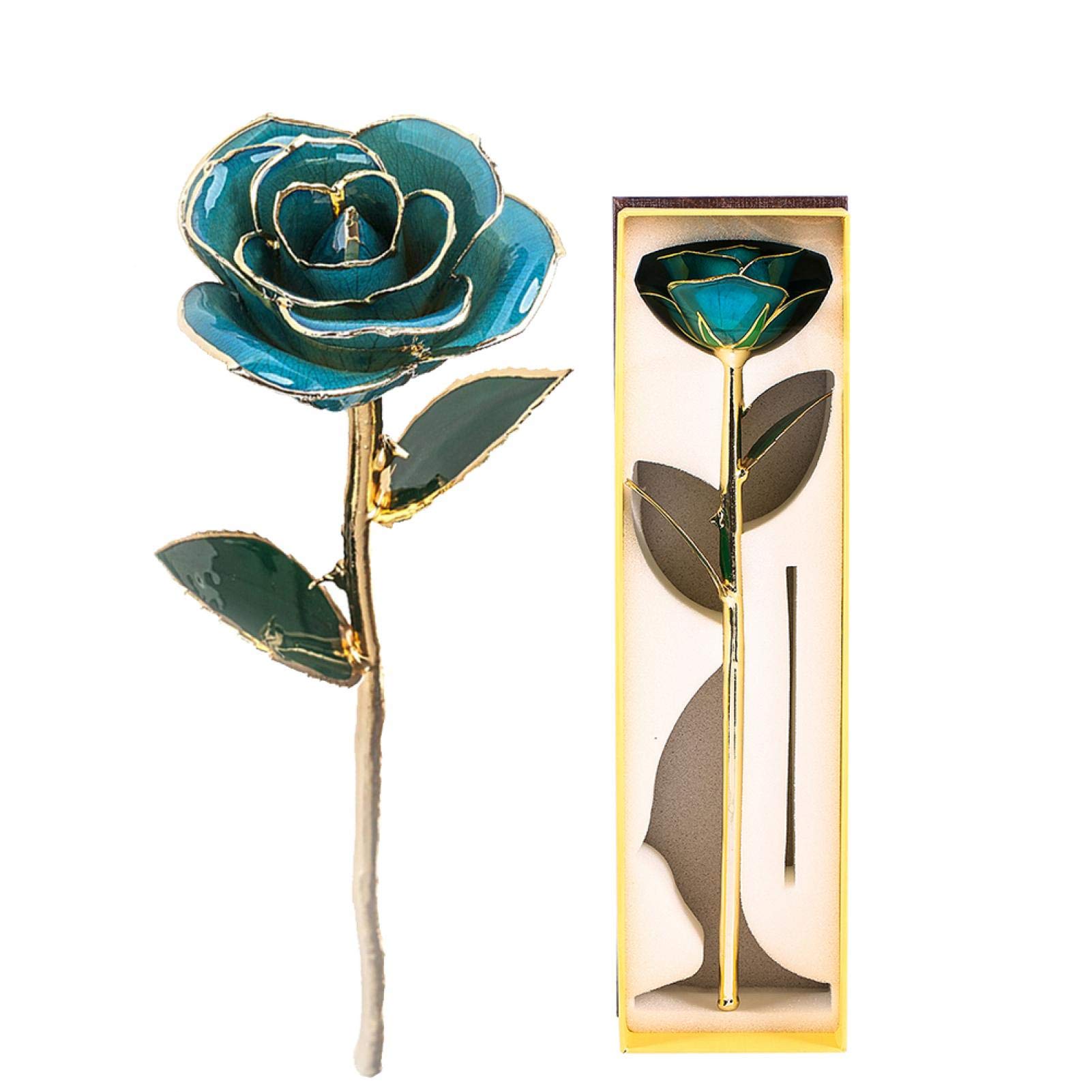24K Gold Plated Real Rose - Eternal Preserved Flower with Gold Trim, Unique Romantic Gift for Valentine's Day, Anniversary, Mother's Day & Christmas | Perfect for Wedding Decor, Bridal Bouquet & Luxury Home Decoration