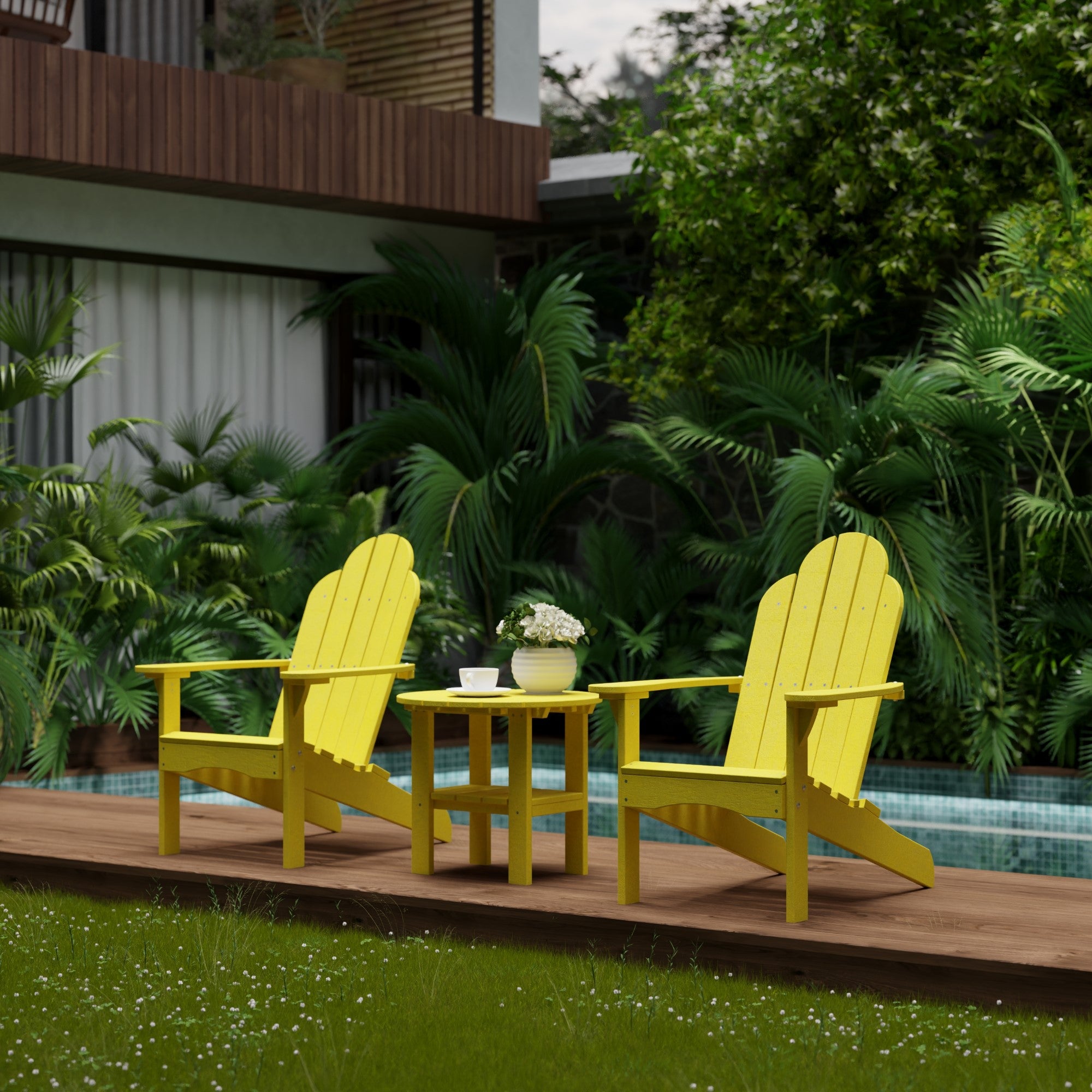 Classic Adirondack Chair - Durable Outdoor Wooden Lounge Chair for Patio, Garden & Backyard Relaxation | Weather-Resistant & Comfortable Design for Porch, Deck & Poolside Use
