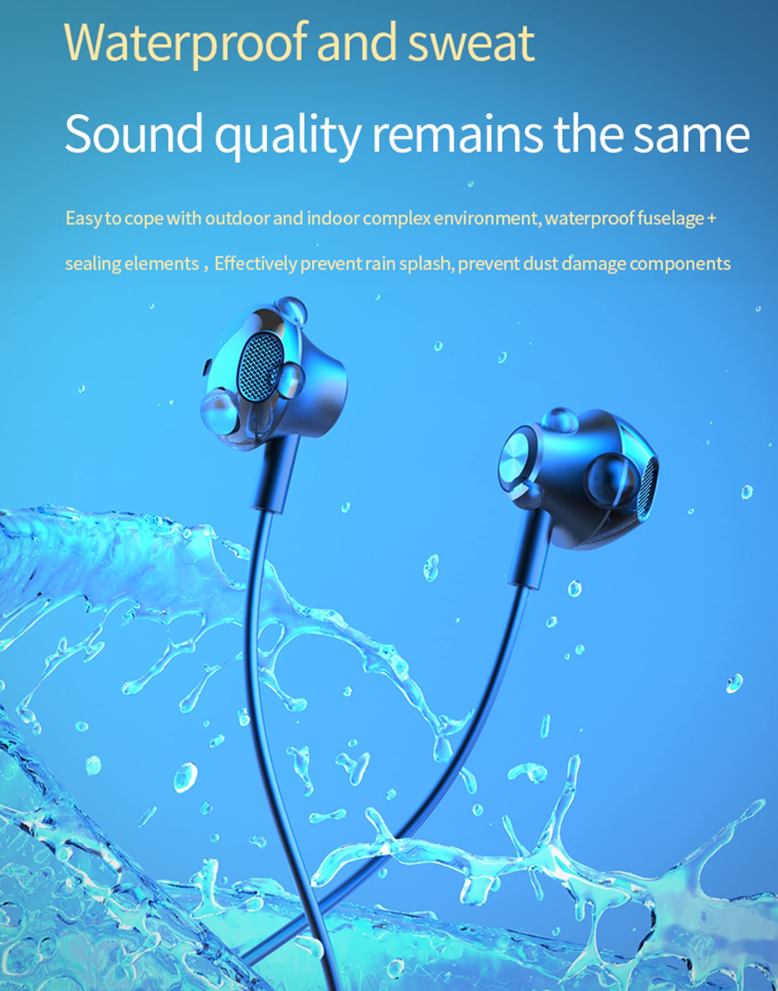 Wireless Bluetooth Sports Headphones with Microphone - 78H Battery, IPX7 Waterproof, Noise Cancelling, Magnetic Earbuds for Running, Cycling, Gym - Compatible with Android & iOS (Perfect for Workouts, Commuting & Outdoor Activities)