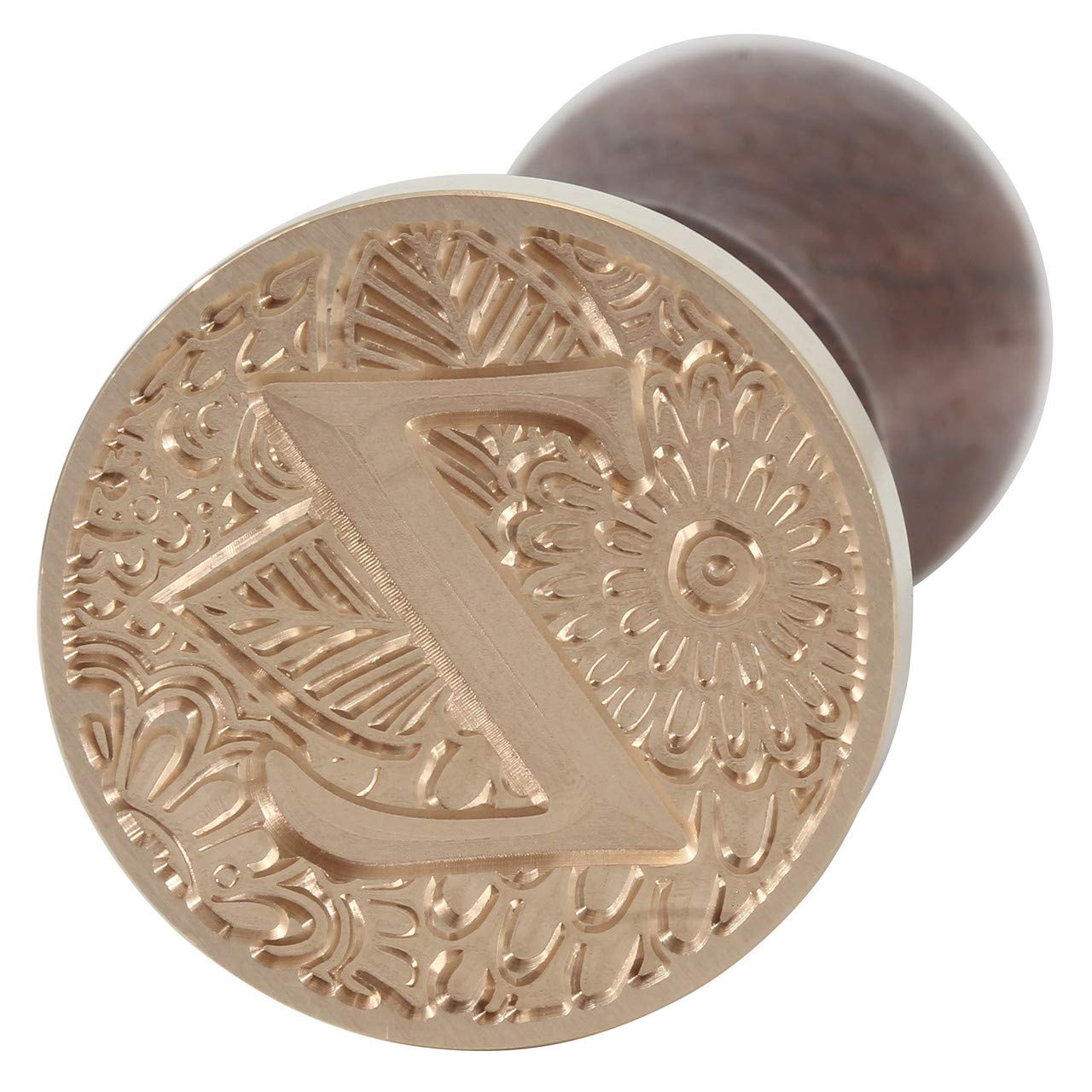 Yoption Brass Letter Z Wax Seal Stamp with Wooden Handle - Botanical Alphabet Initial Sealing Wax Stamp for Wedding Invitations, DIY Crafts, and Vintage Letter Writing