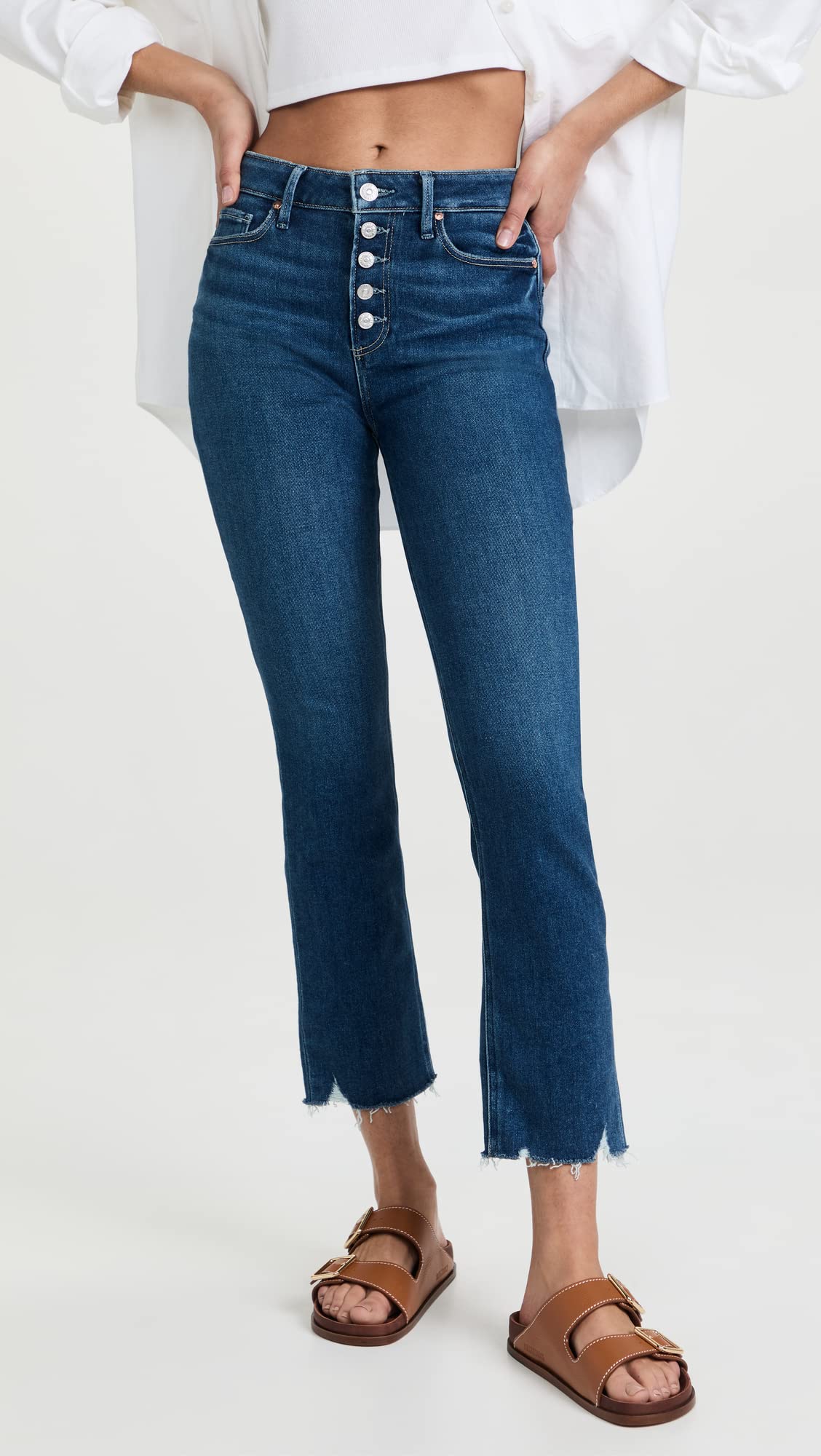 PAIGE Women's Cindy Raw Cuff Jeans - High Waist Skinny Denim Pants for Everyday Wear | Casual, Office & Date Night Outfits