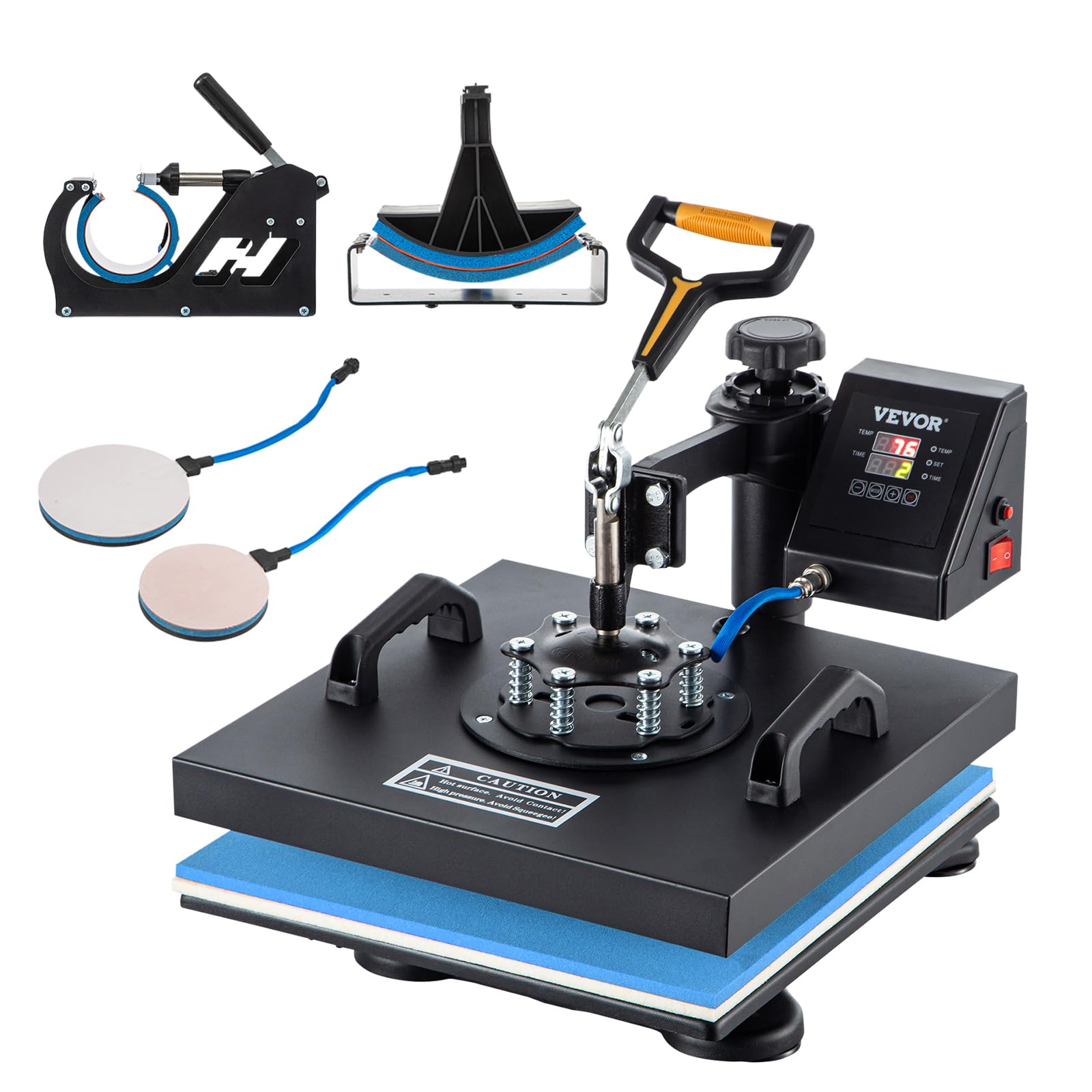 VEVOR 15x15 Inch 6-in-1 Heat Press Machine with Digital Display & 360° Swing Away - Professional T-Shirt Printing, Sublimation for Hats, Mugs, Plates & Caps - Perfect for DIY Crafts, Small Business & Custom Apparel Projects