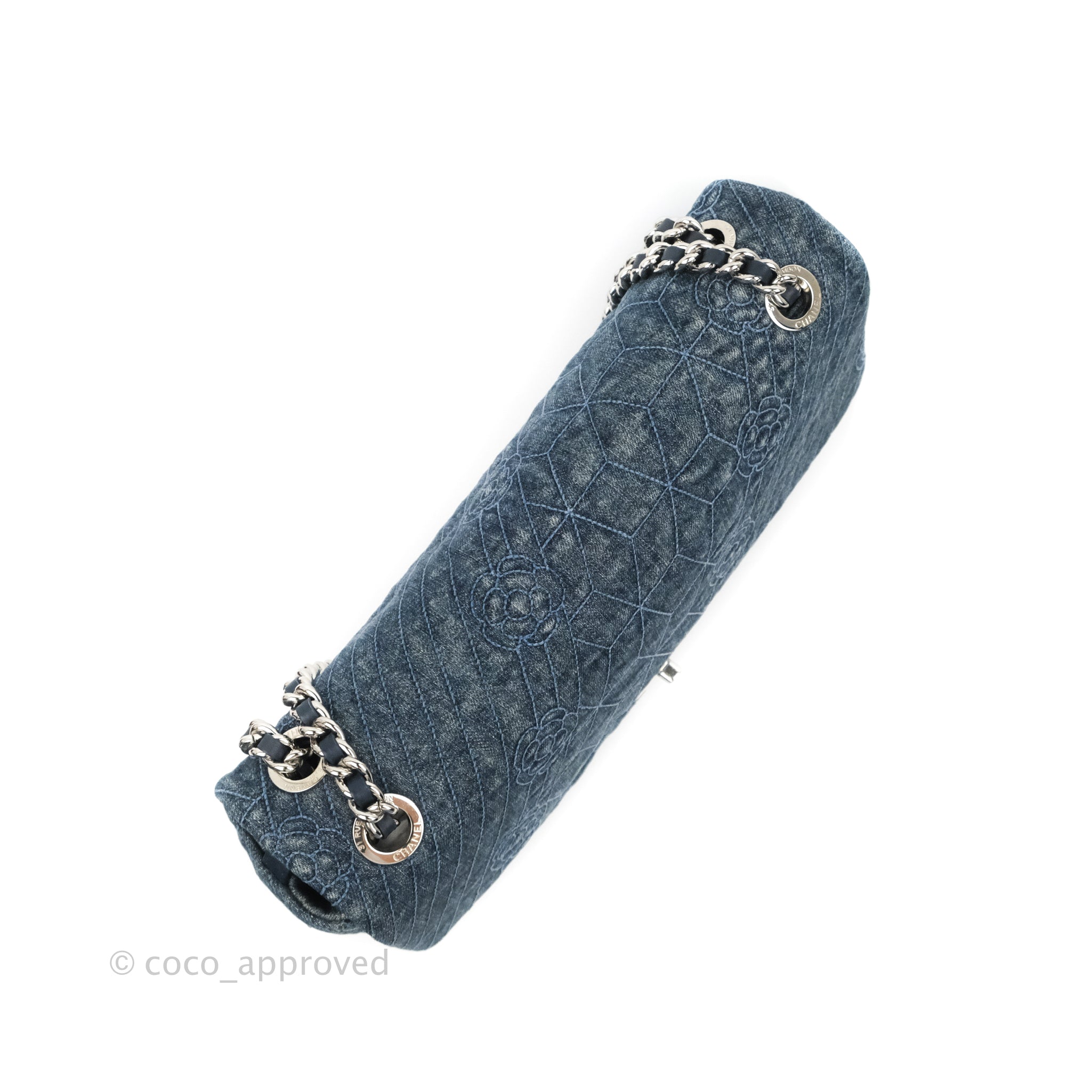 Chanel Camellia Embroidered Flap Bag in Blue Washed Denim with Silver Hardware - Luxury Designer Crossbody Bag for Women, Perfect for Date Night & Special Occasions