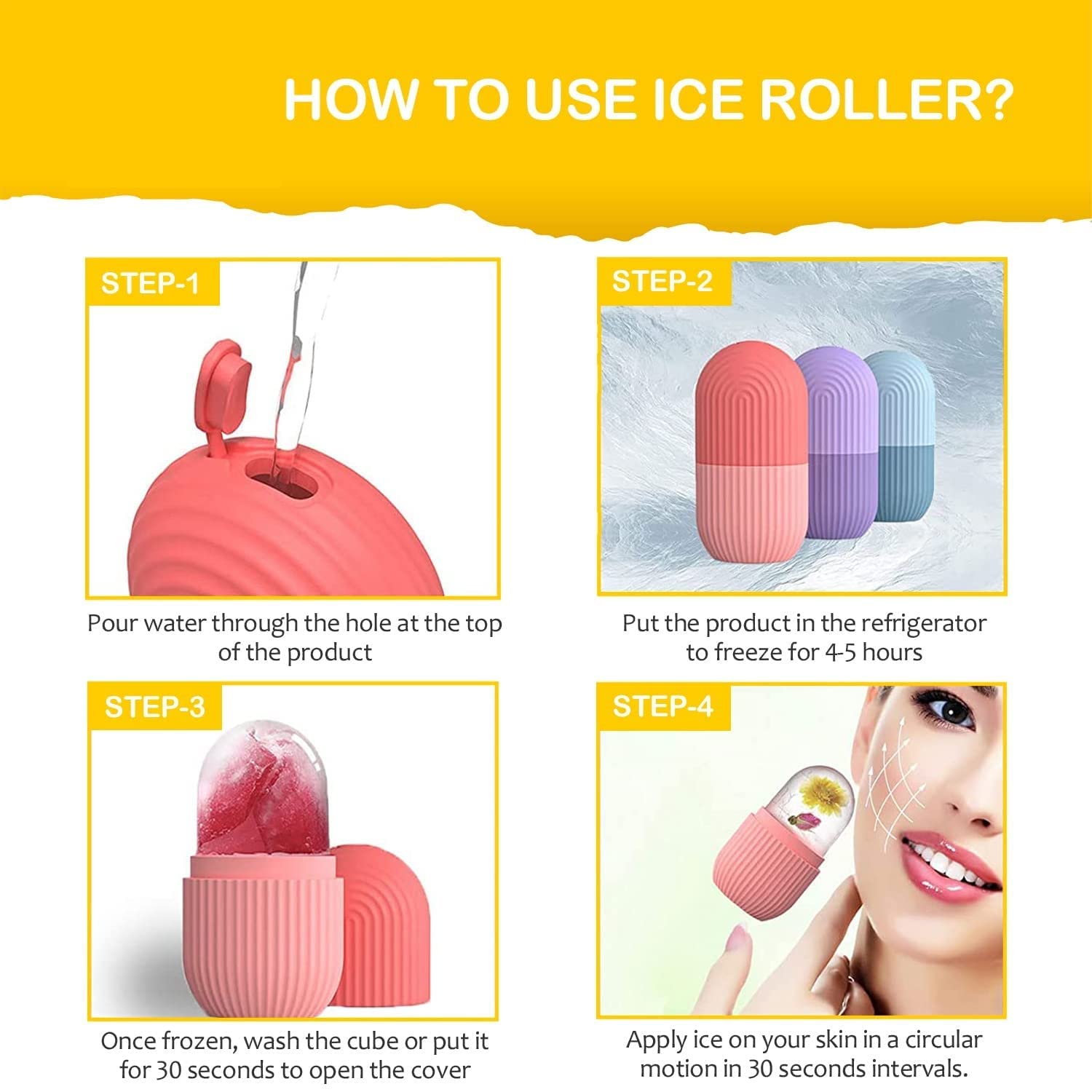 IRONMEX Ice Roller for Face, Eyes & Neck - Reduce Dark Circles, Puffiness & Dark Spots | Brighten Skin & Enhance Glow | Reusable Facial Treatment to Tighten & Tone Skin | Perfect for Morning Routine, Post-Workout Recovery & Spa-Like Skincare at Home