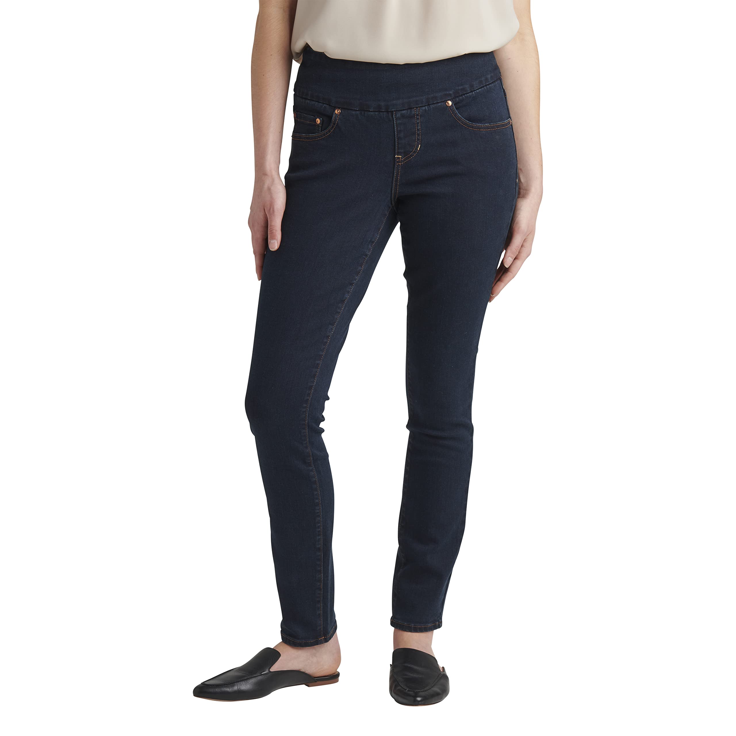 JAG Jeans Women's Nora Mid Rise Skinny Pull-on Stretch Jeans in After Midnight Wash (EDB422) - Comfortable & Stylish for Work, Casual Outings & Everyday Wear