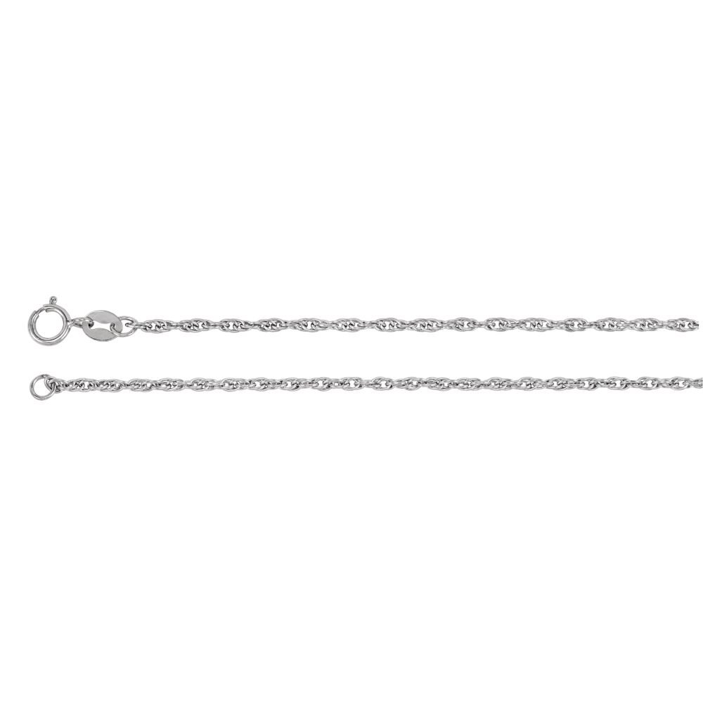 14K White Gold 1.75mm Solid Rope Chain Necklace - 24 Inch Unisex Jewelry for Men & Women | Diamond2Deal | Perfect for Everyday Wear, Gifts & Special Occasions