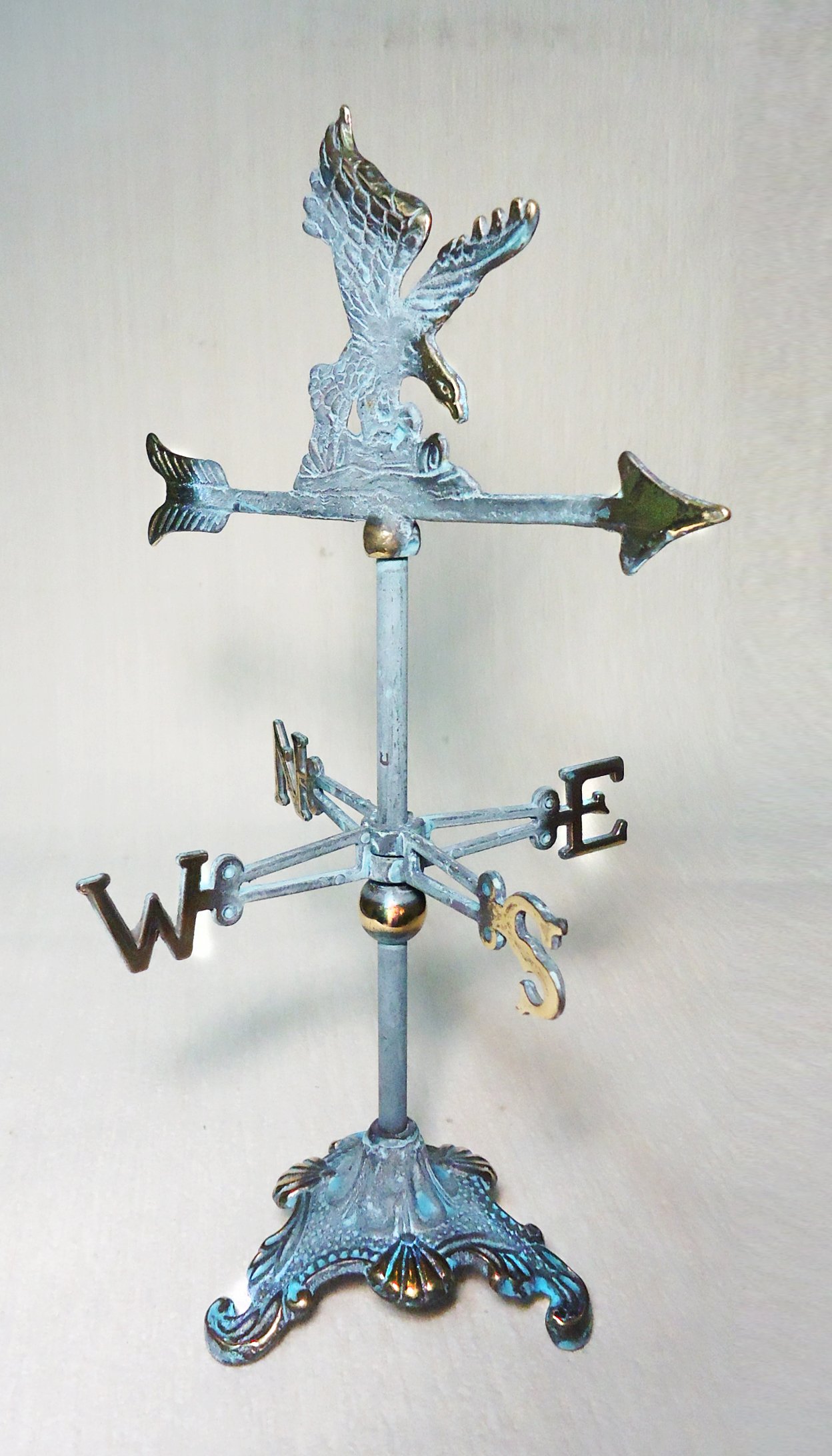 Brass Eagle Mini Weather Vane for Desk - 12.5 Inch Decorative Desktop Weathervane for Home Office Decor | Perfect for Garden Enthusiasts, Weather Lovers & Unique Gift Ideas