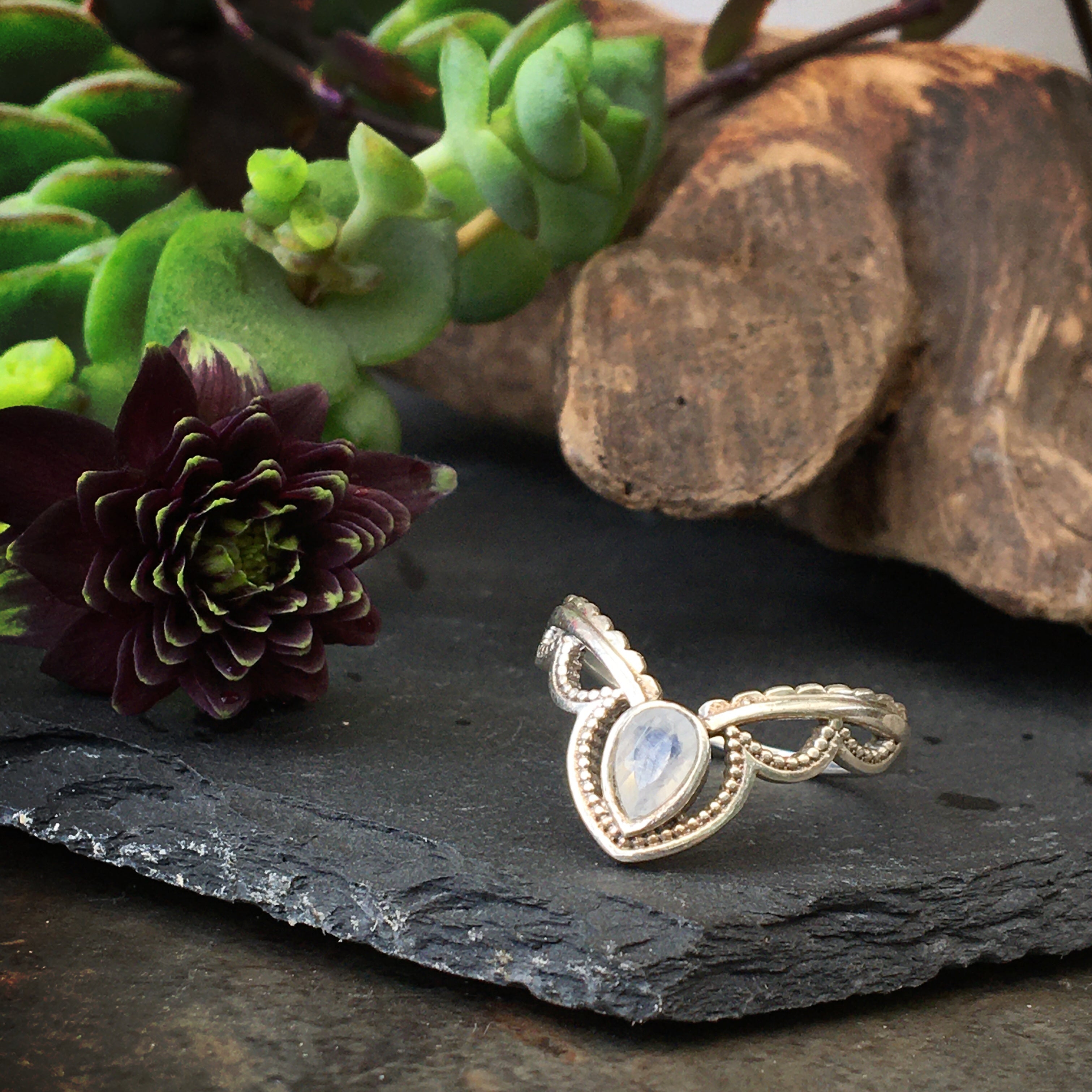 Venus Ring with Genuine Moonstone - Elegant Silver Jewelry for Women | Perfect for Weddings, Gifts & Everyday Wear
