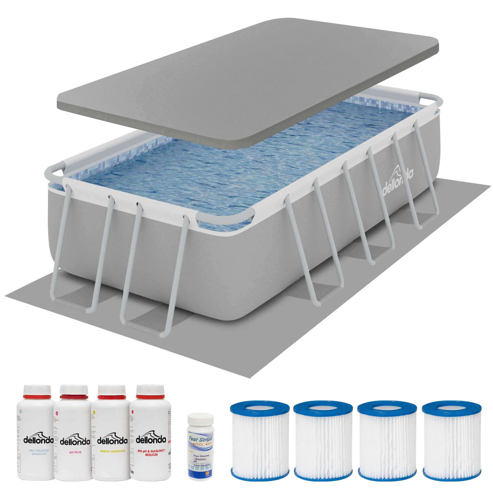 13ft Deluxe Steel Frame Swimming Pool Set with Ladder, Cover & Filter Pump - Rectangular Above Ground Pool for Backyard, Outdoor Family Fun & Summer Relaxation