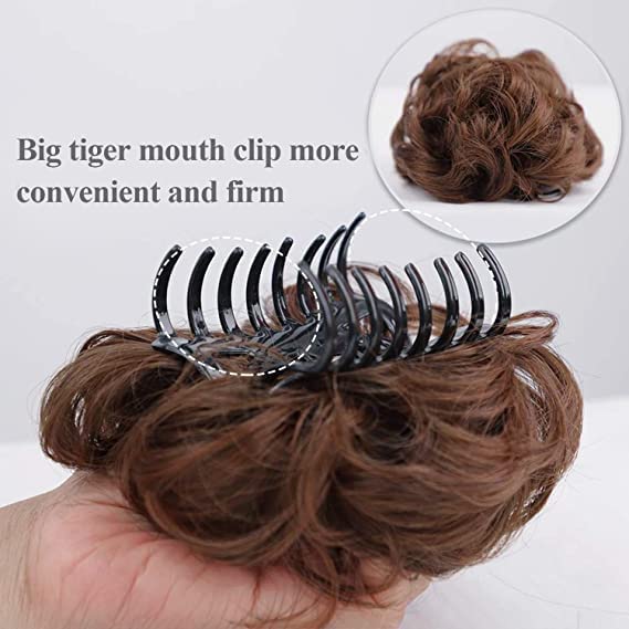 VEGO Claw Clip Hair Bun Extension for Women - Messy Updo Hair Accessories with Flower Design (Brown) | Perfect for Daily Wear, Parties & Special Occasions