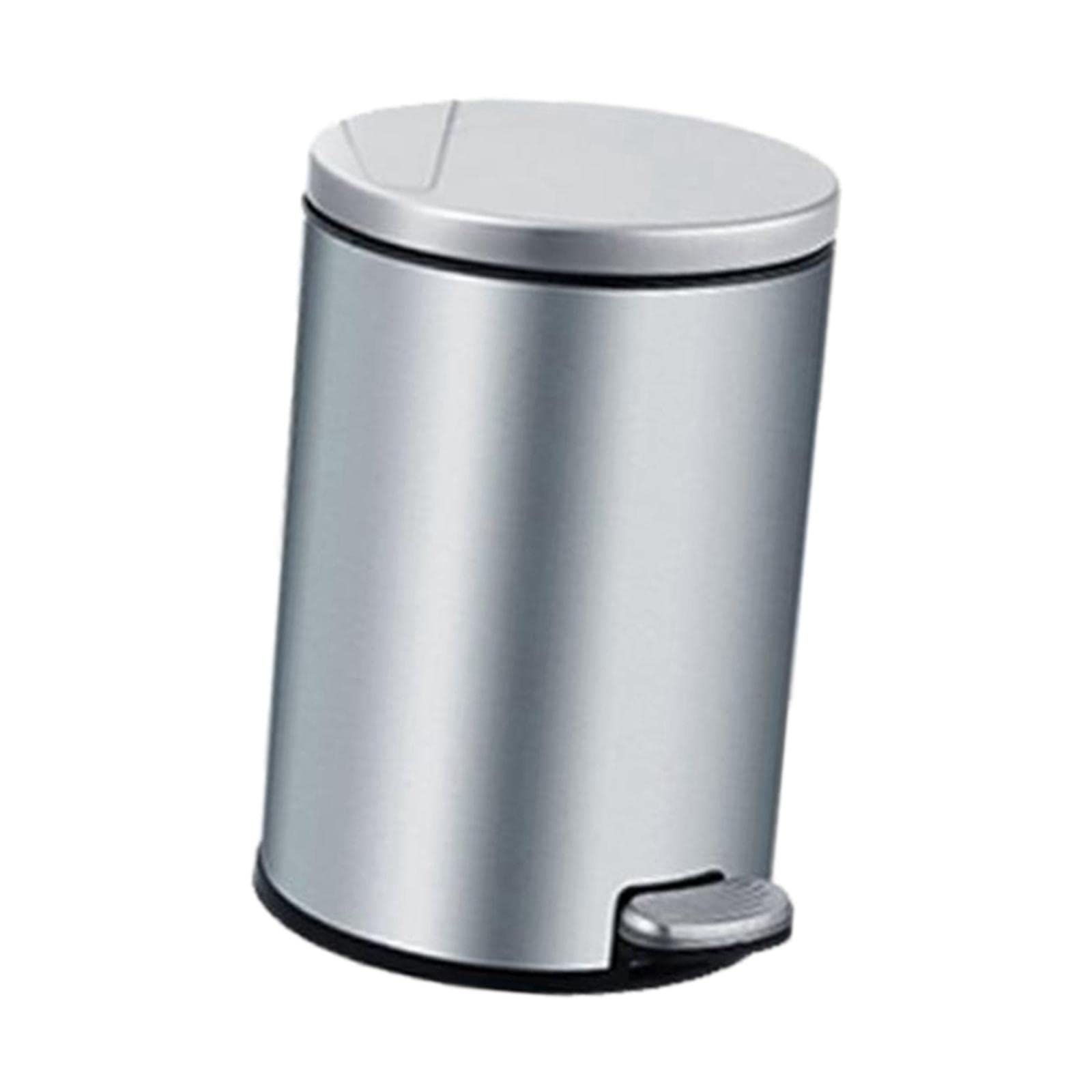 Step Trash Can with Silent Close Lid - 6L Oil Proof Waterproof Dustbin with Foot Pedal for Kitchen, Bathroom, Office & Hotel (Silver) - Perfect for Waste Disposal in Homes, Restaurants and Commercial Spaces