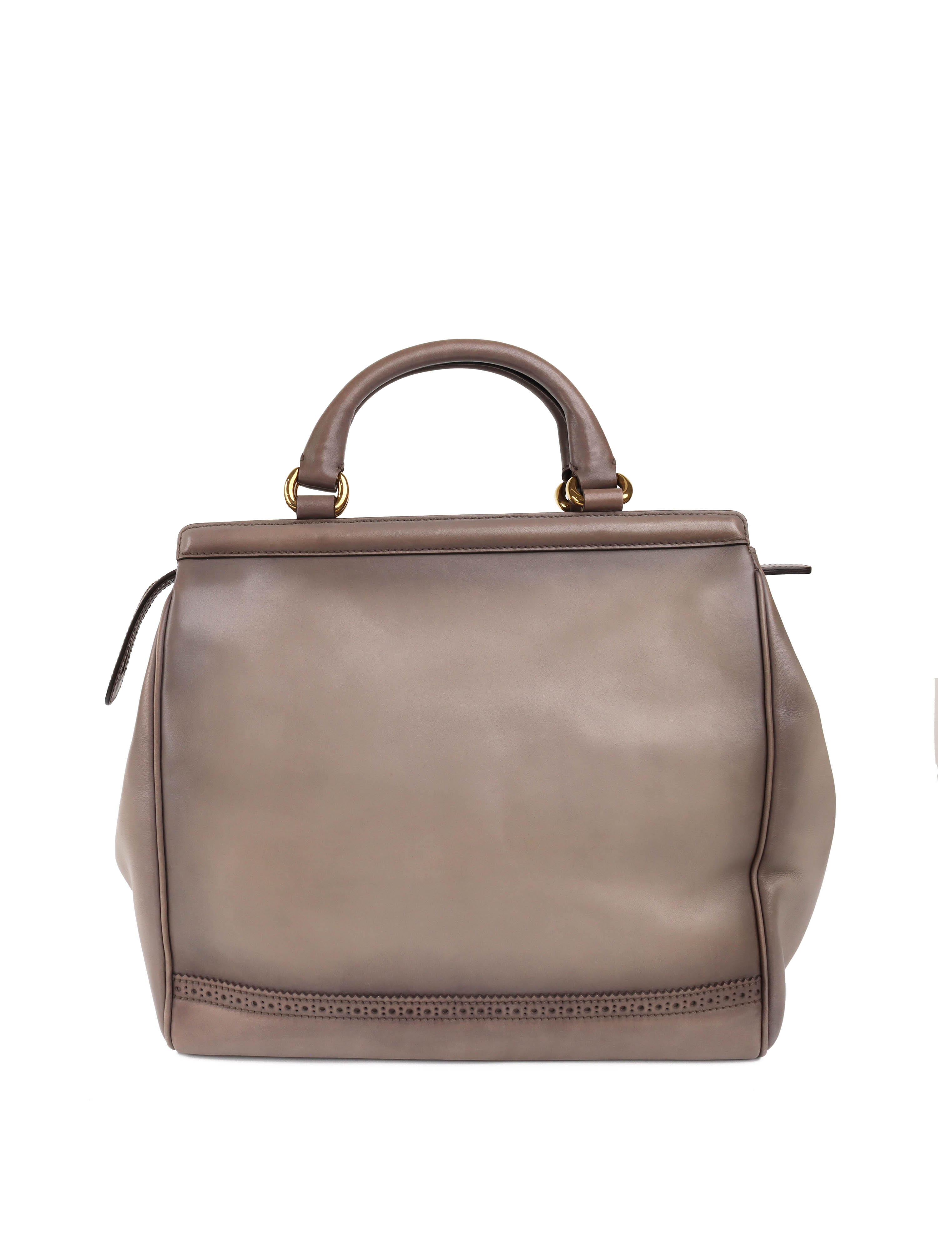 Gucci Taupe Duilio Brogue Tote Bag for Women - Luxury Leather Handbag with Shoulder Strap - Perfect for Work, Travel & Everyday Use