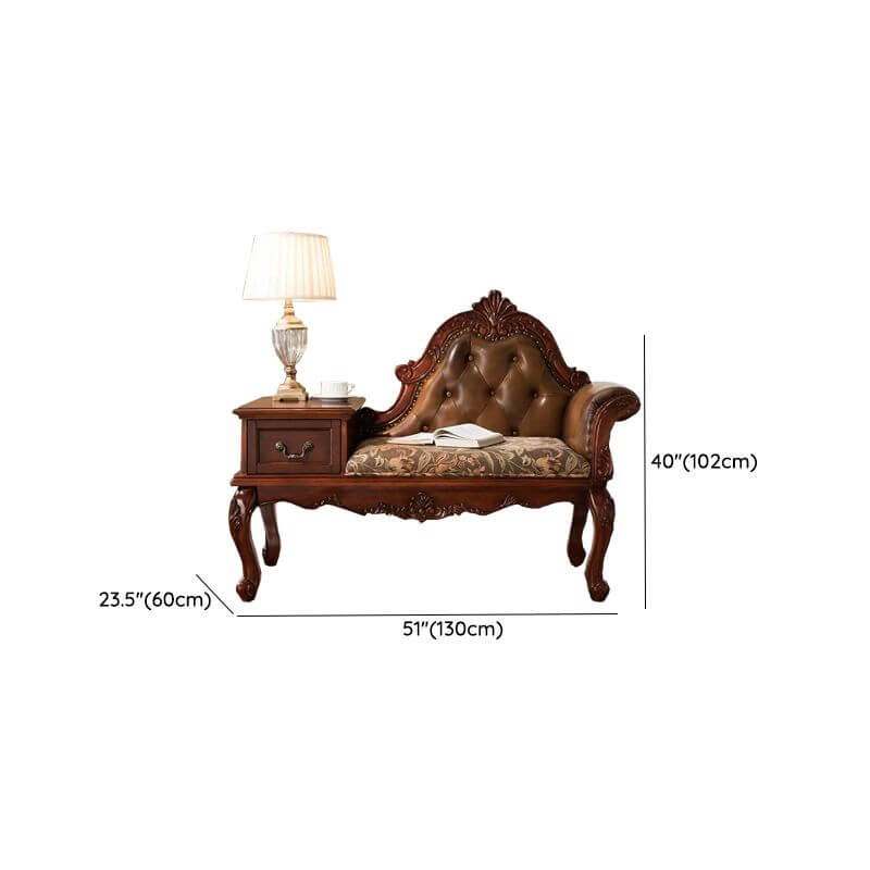 Minimalist Petal Decorated Chaise Lounge Chair with Hidden Storage & Upholstered Seat - Perfect for Living Room, Bedroom or Reading Nook