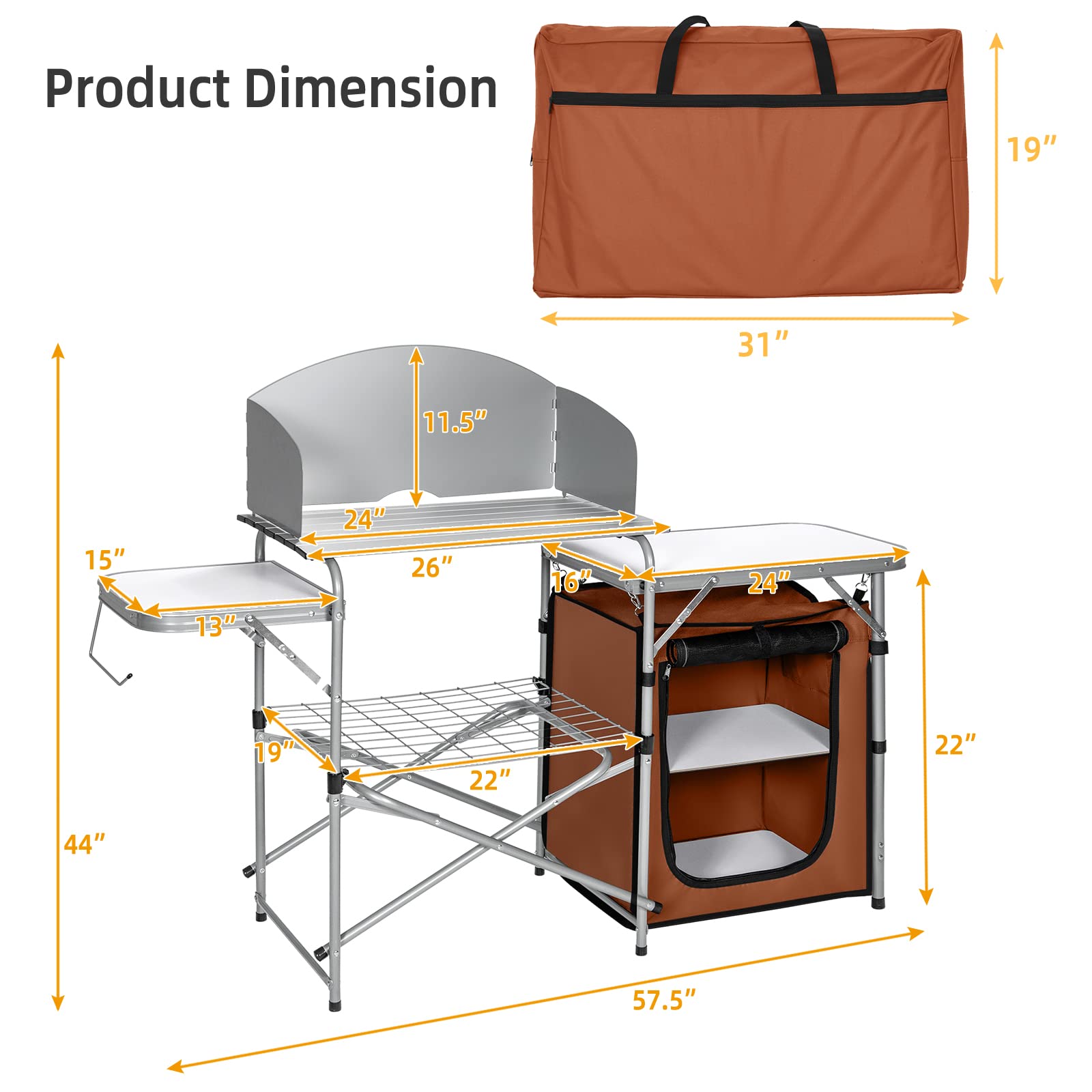 GYMAX Aluminum Portable Camping Kitchen - 26